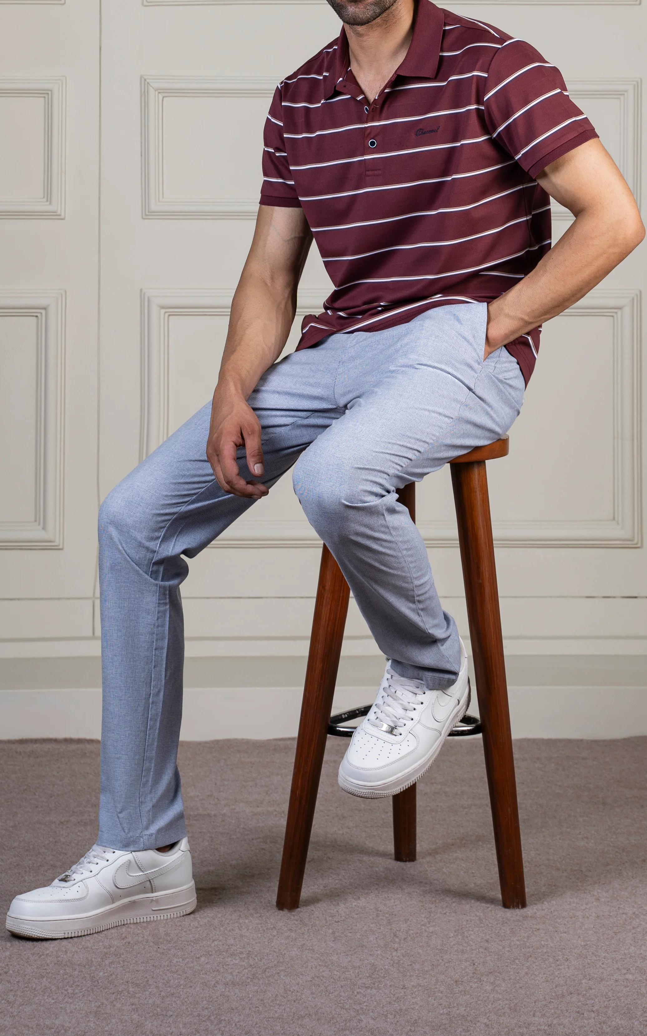 HOUNDSTOOTH SMART FIT PANT BLUE - Image 4