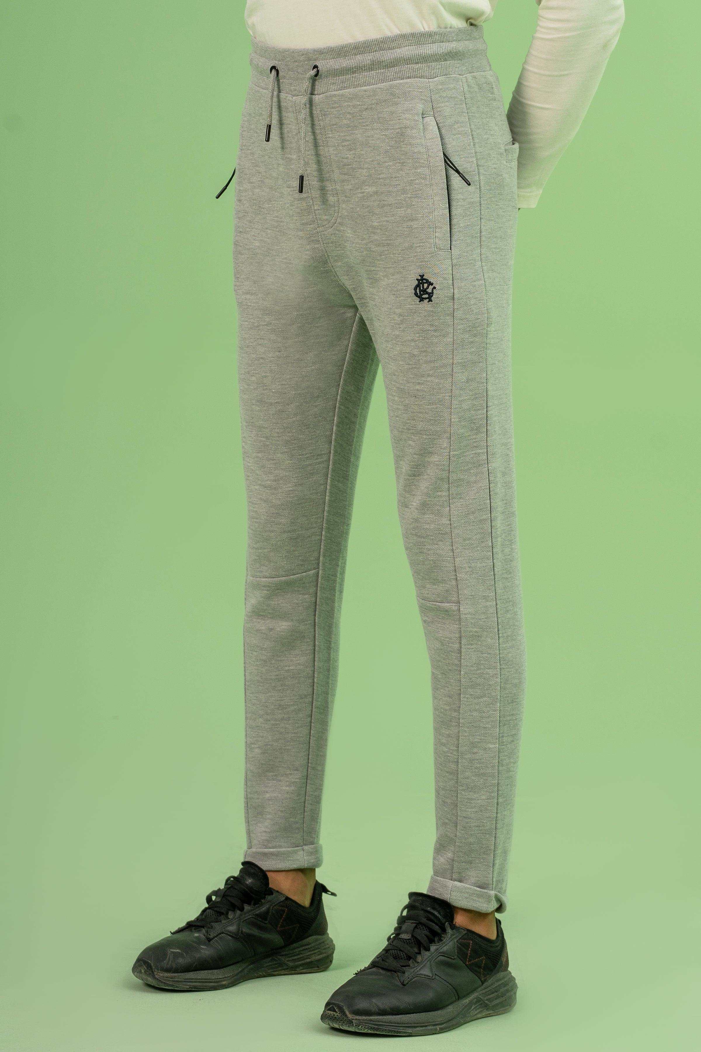 INTERLOCK JOGGER WAIST SLIM TROUSER GREY MELANGE - Image 2