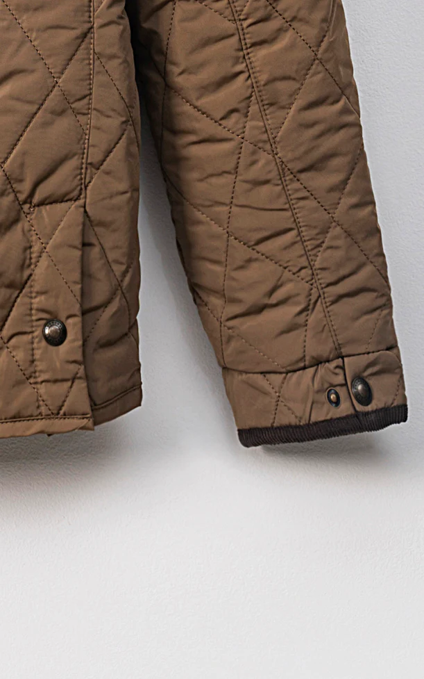 CORDUROY COLLAR QUILTED JACKET FULL SLEEVE KHAKI - Image 5