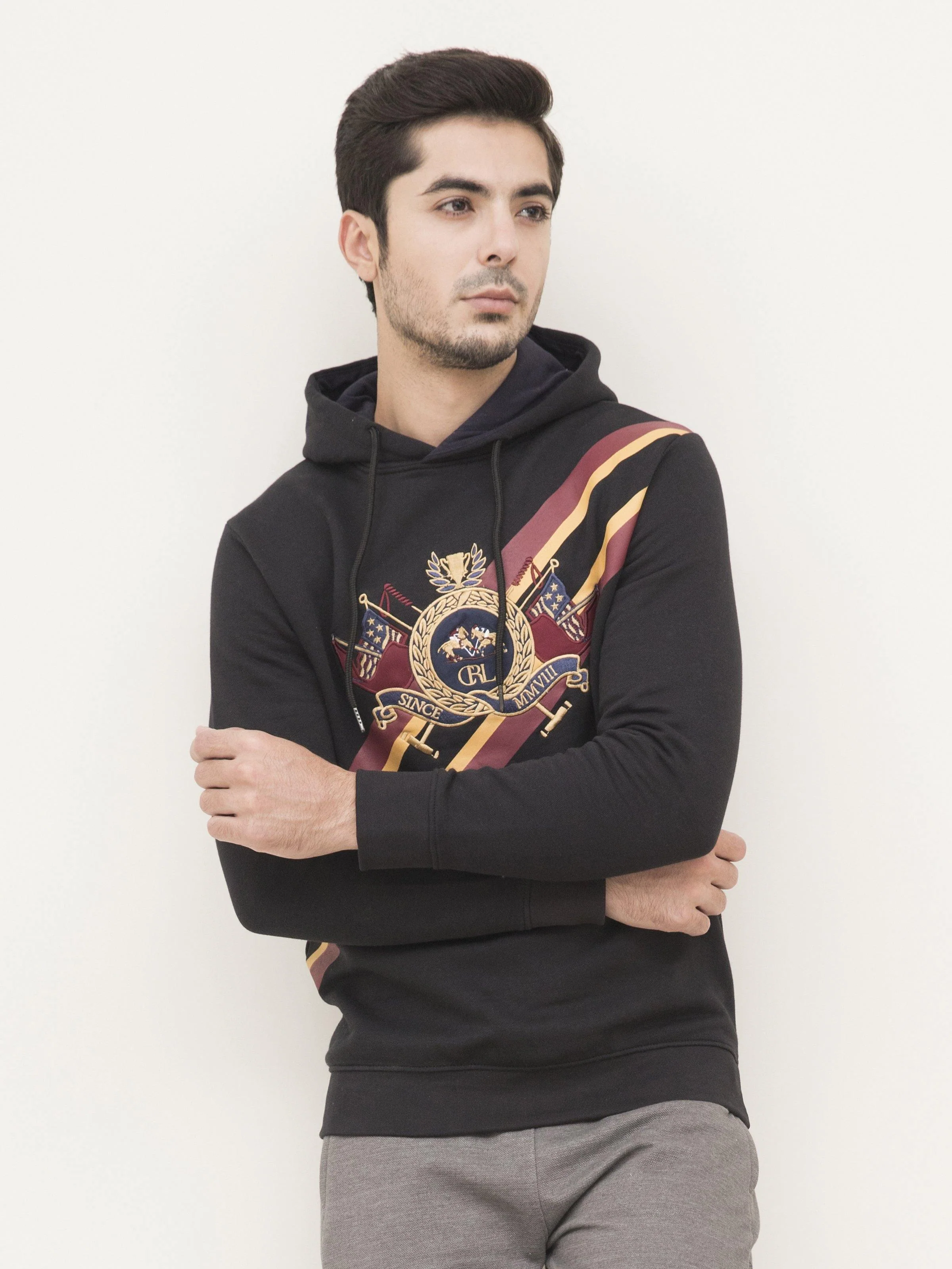 JACKET FULL SLEEVE KNIT HOODIE BLACK - Image 2