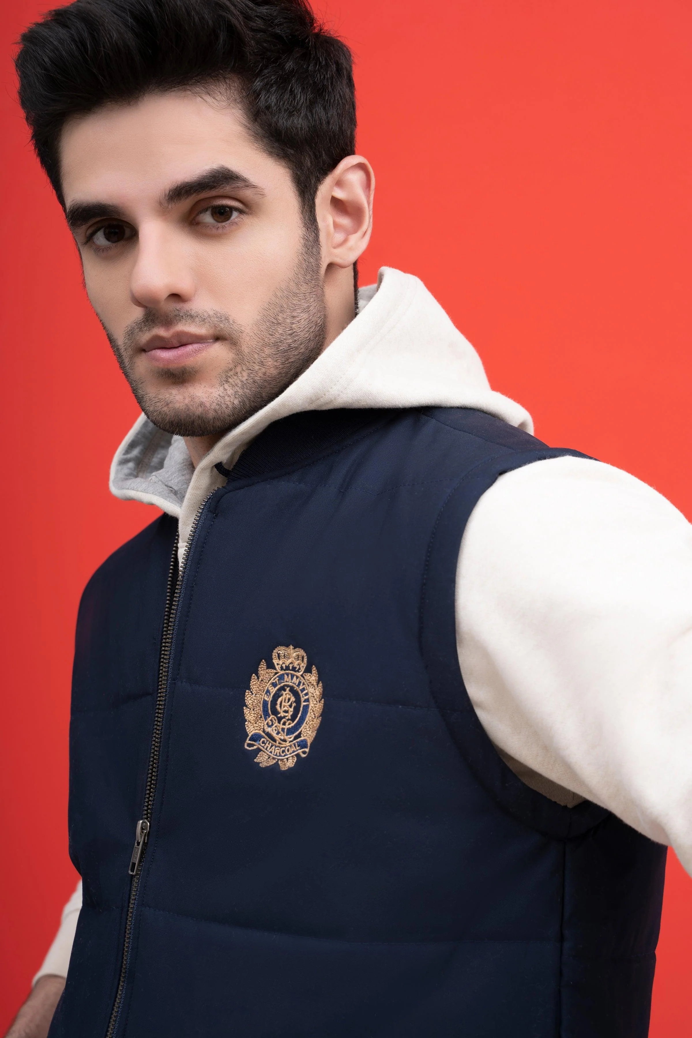 JACKET QUILTED WITH RIB BAN S/L NAVY - Image 6