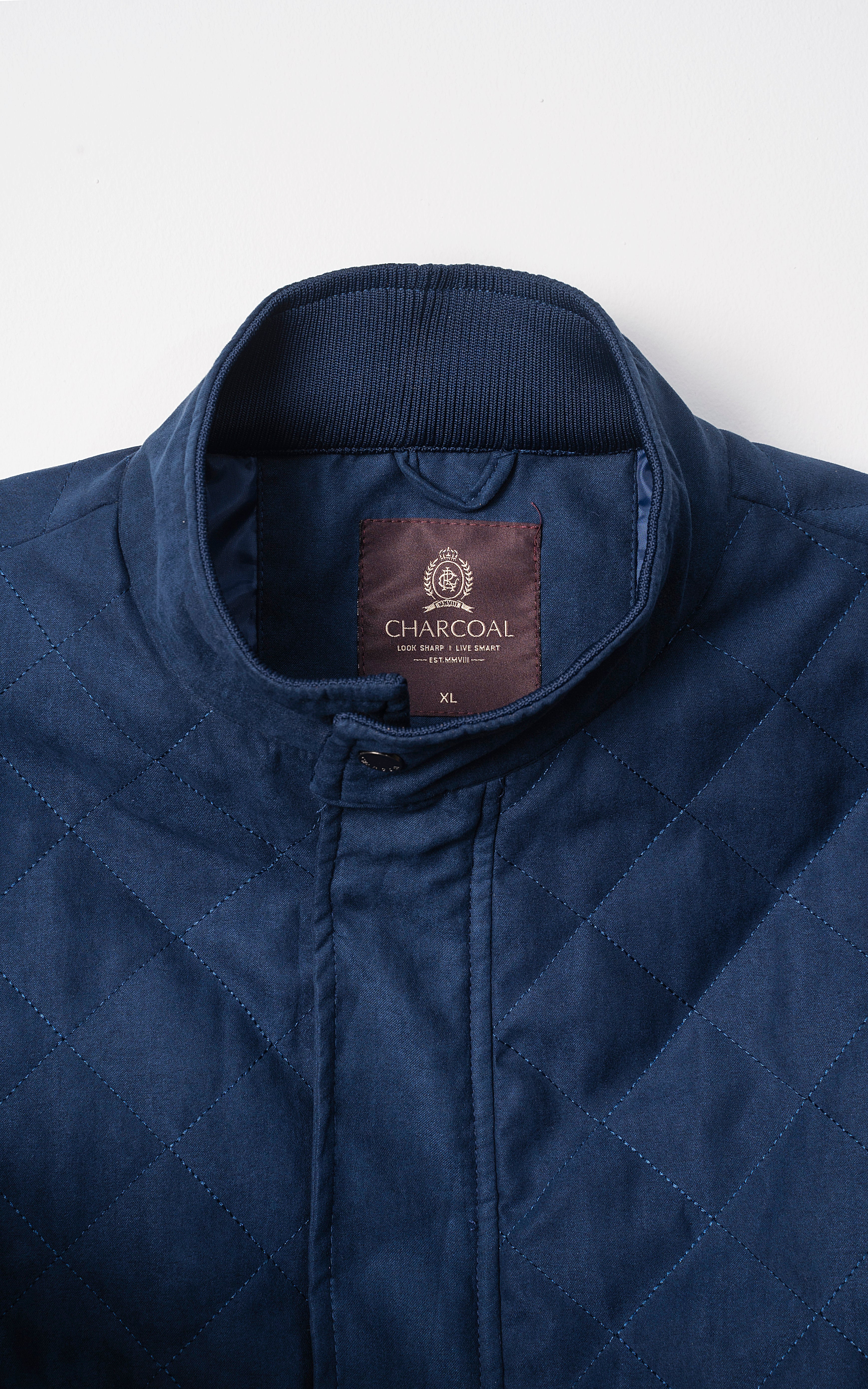 QUILTED SUEDE GILET JACKET SLEEVELESS NAVY - Image 2
