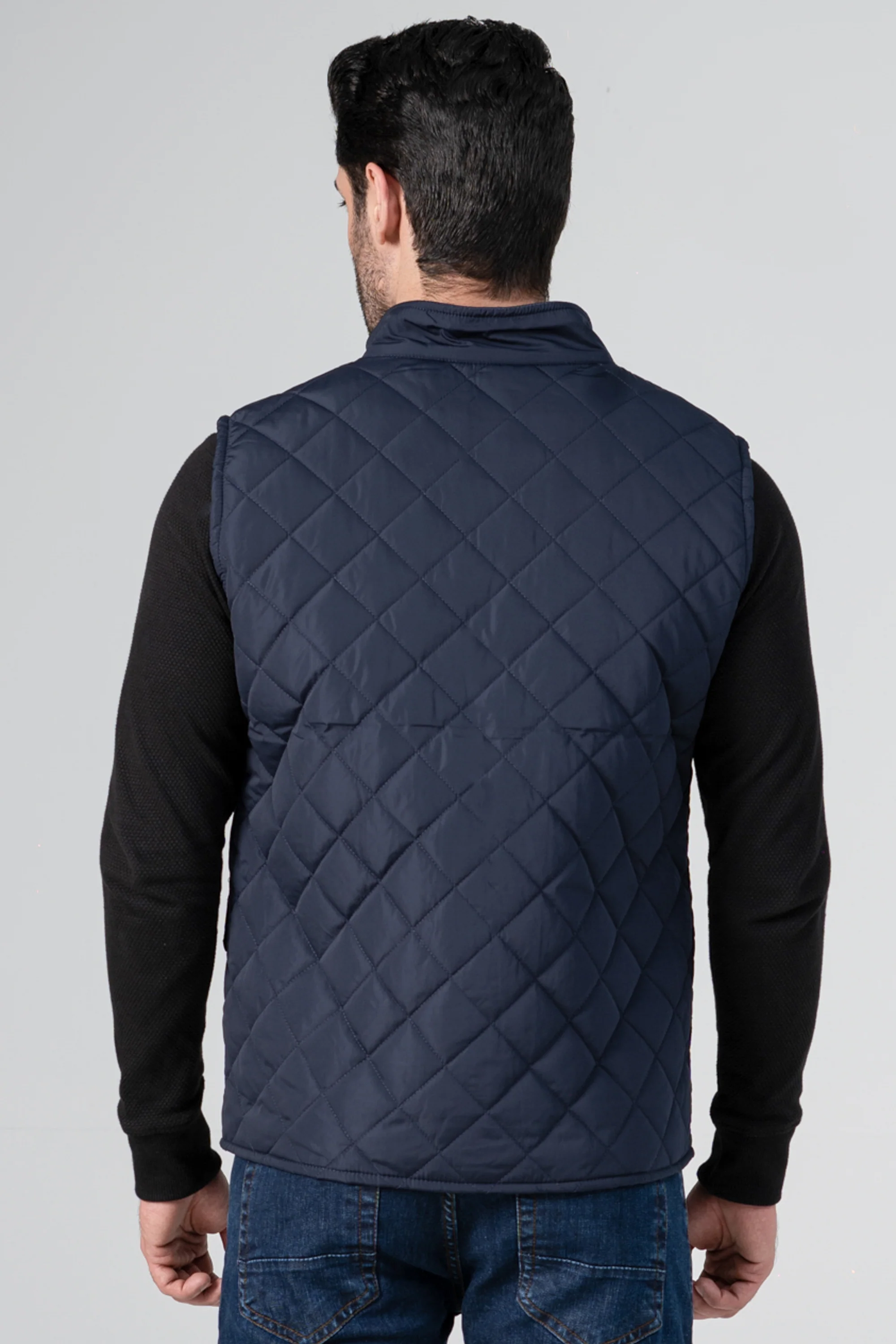 QUILTED LOGO EMBROIDERED JACKET NAVY - Image 4