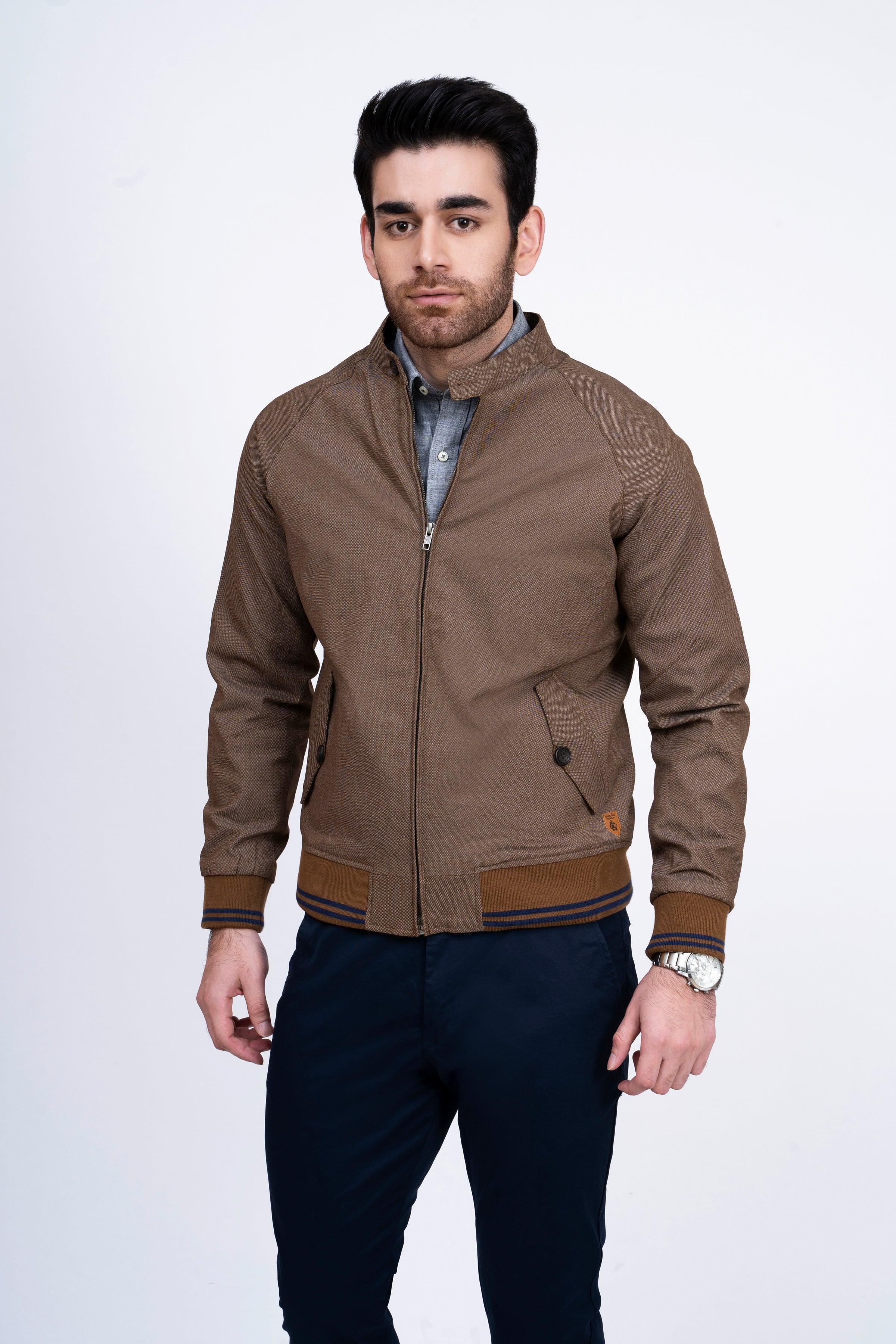 JACKET TIPPING BAN COLLAR DARK BROWN - Image 2