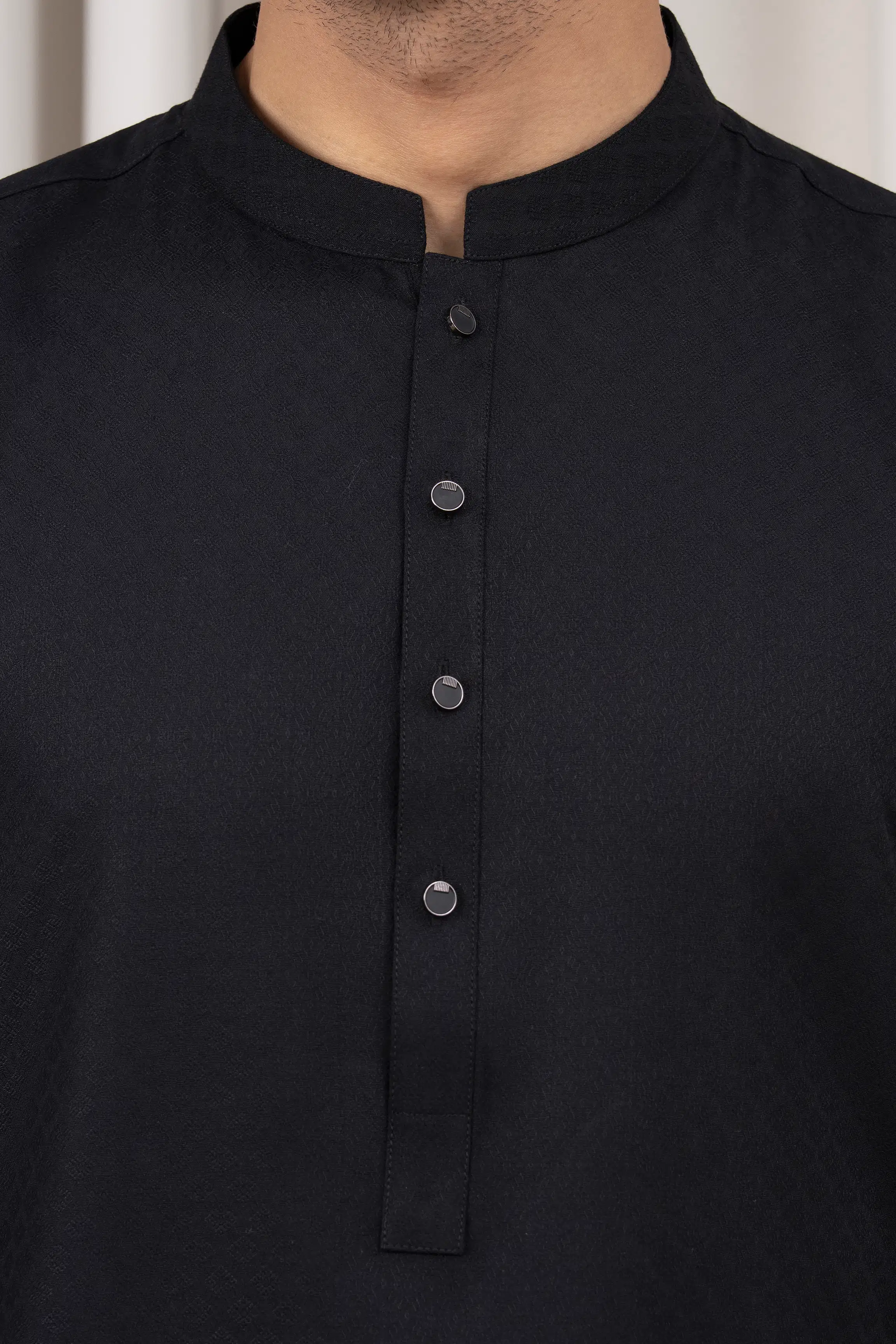 JACQUARD BLENDED KAMEEZ SHALWAR - SIGNATURE COLLECTION BLACK - Image 6