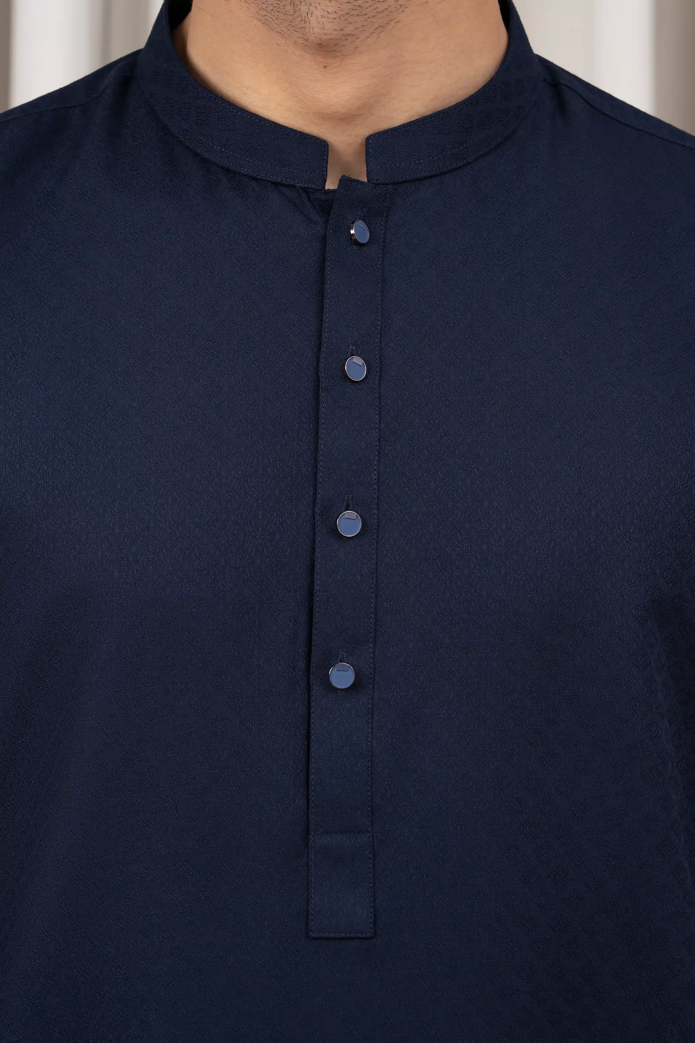 JACQUARD BLENDED KAMEEZ SHALWAR - SIGNATURE COLLECTION NAVY - Image 6