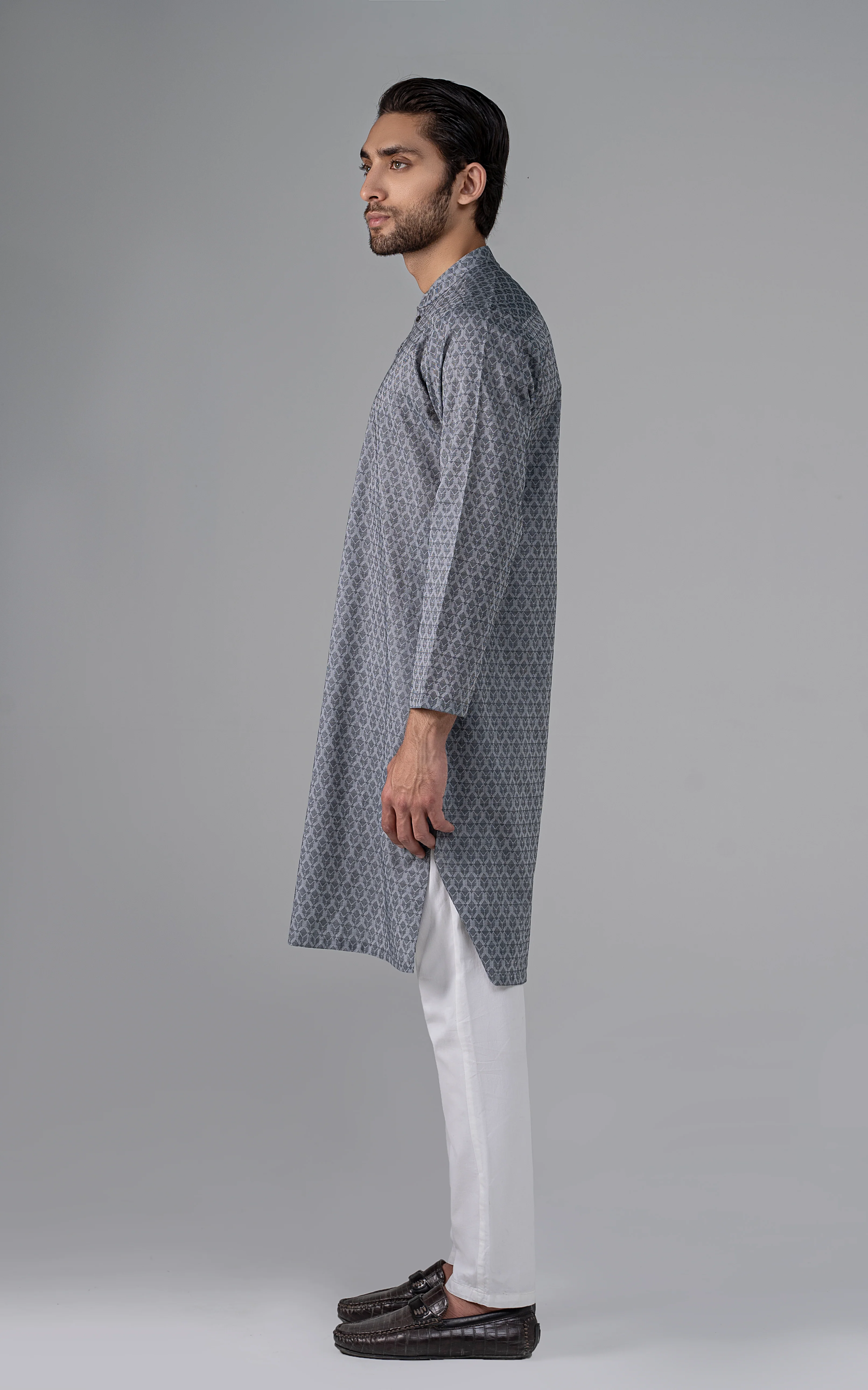 JACQUARD YARN DYED KURTA - PREMIUM COLLECTION SAGE - Image 3