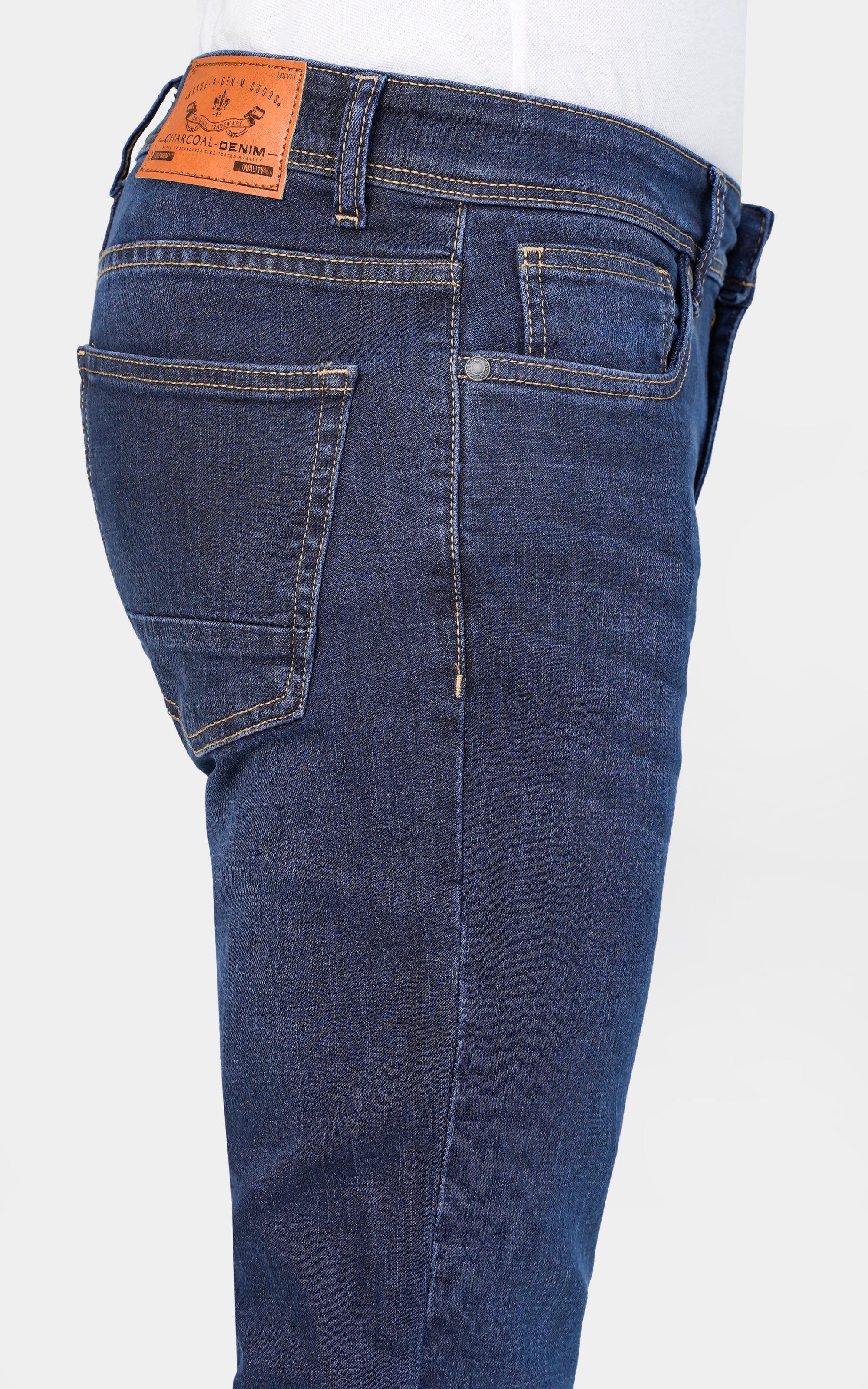SLIM LEG DENIM JEANS DARK BLUE - Image 4