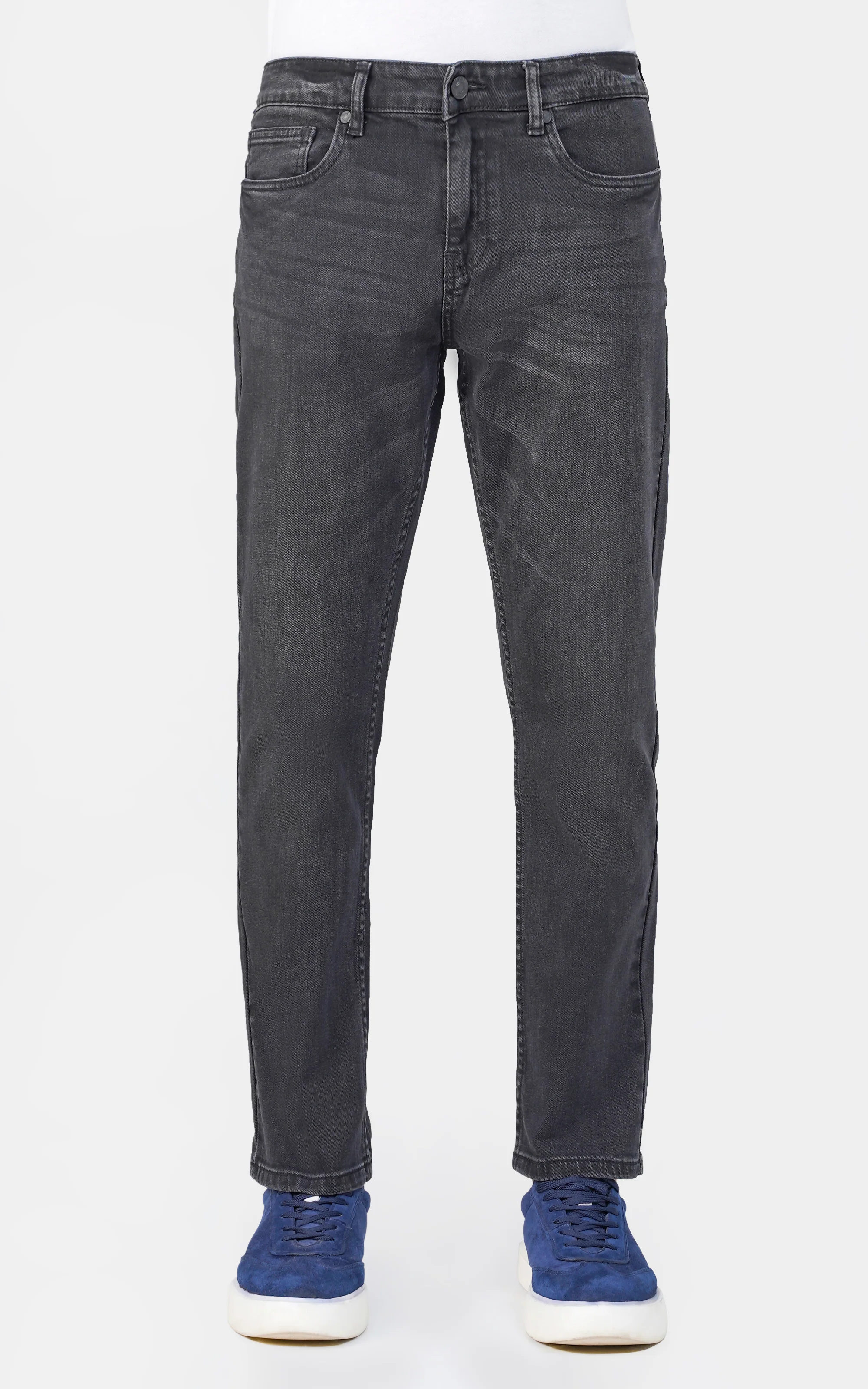STRAIGHT LEG DENIM JEANS CHARCOAL GREY - Image 2
