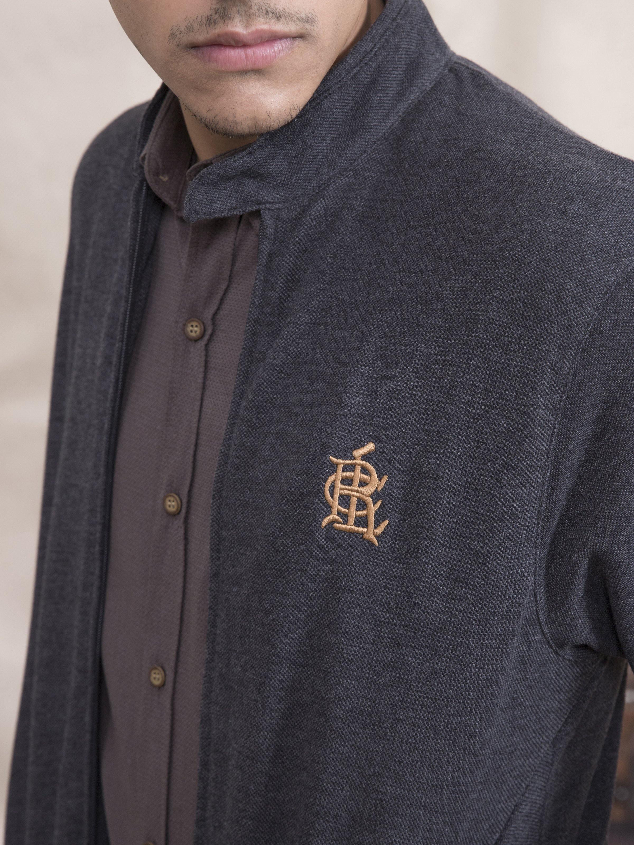 JUMBO P/KNITE JACKET FULL SLEEVE CHARCOAL - Image 3