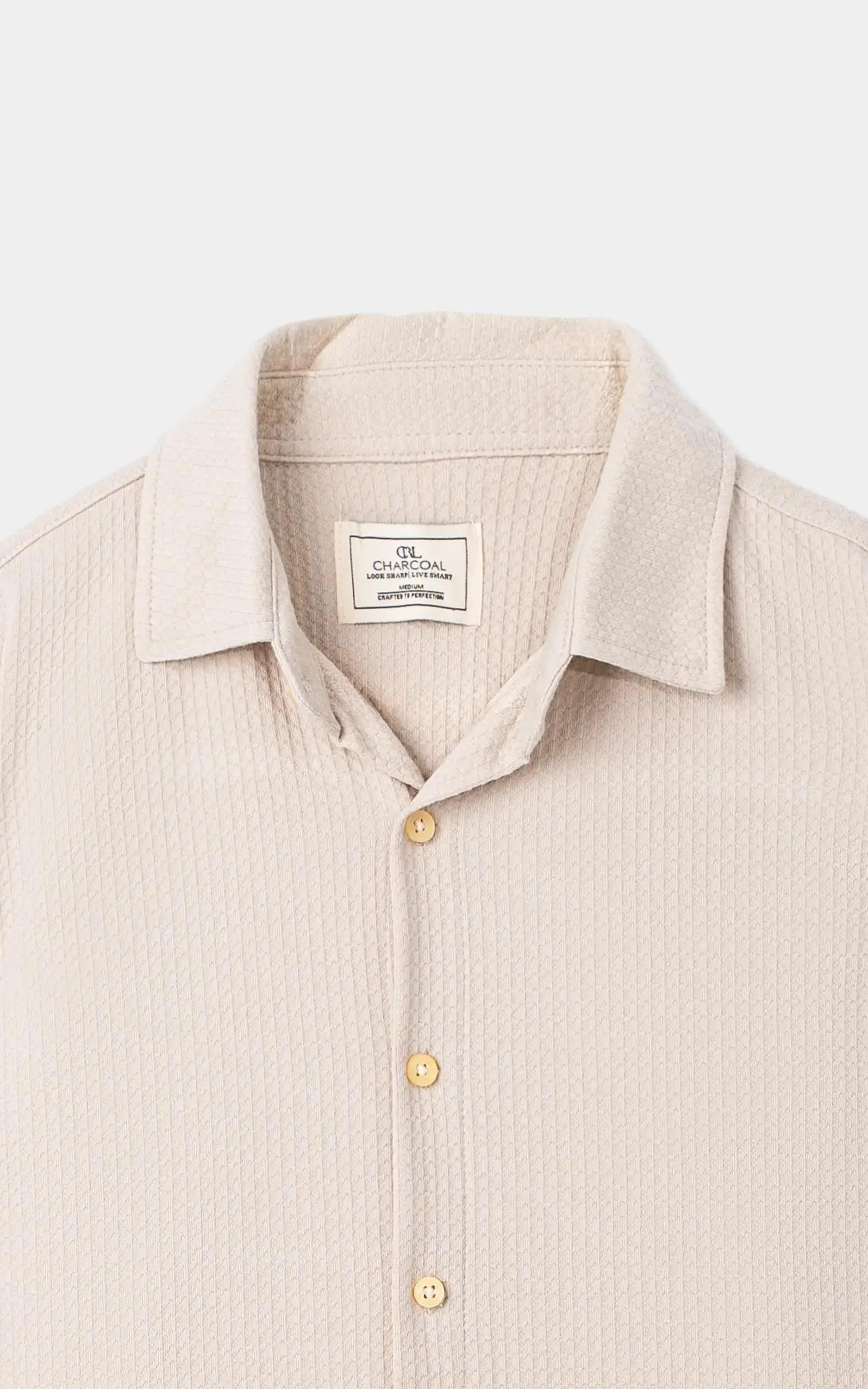 KNITTED CASUAL SHIRT BEIGE - Image 2