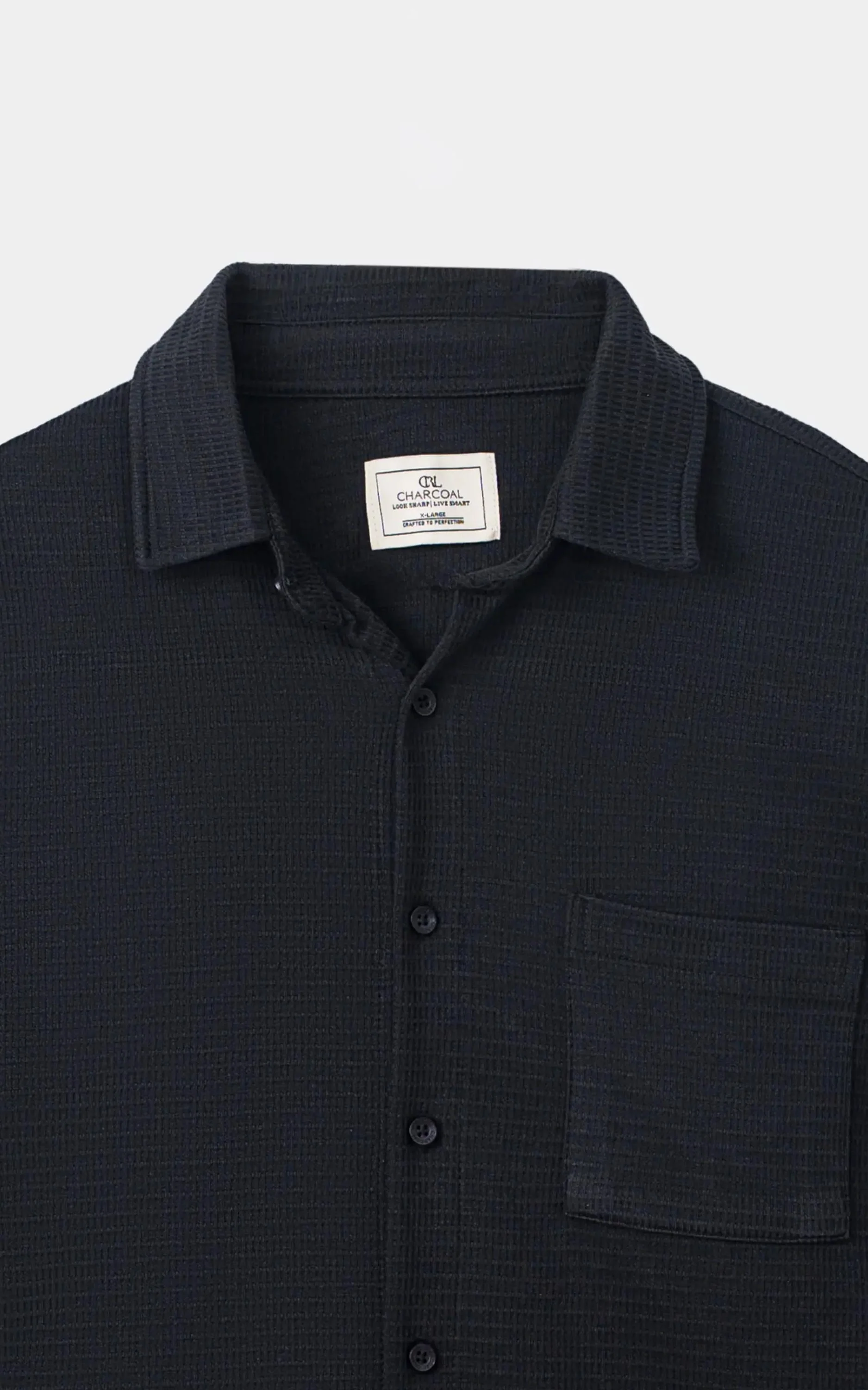 KNITTED CASUAL SHIRT BLACK - Image 2