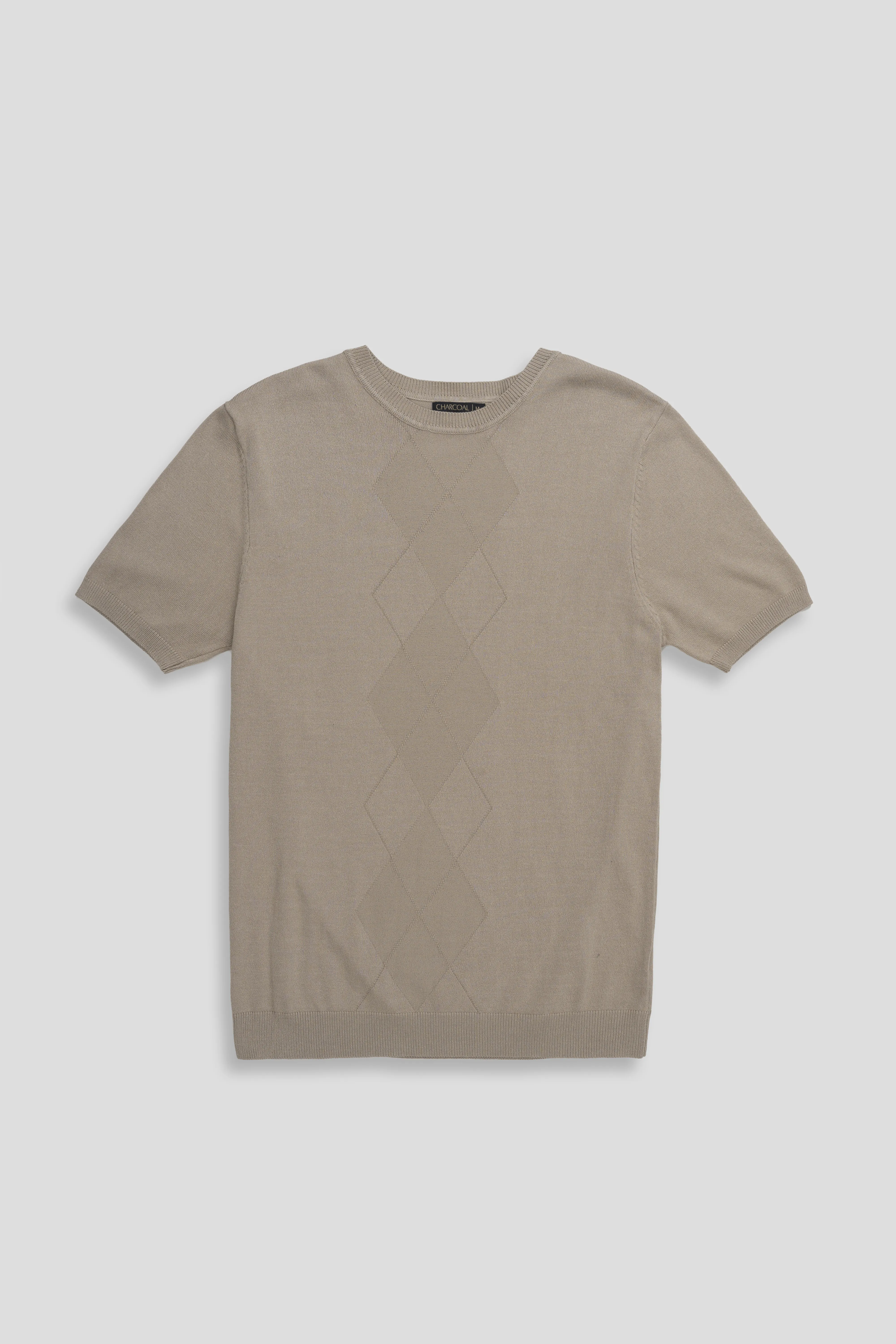 KNITTED CREW NECK T SHIRT KHAKI - Image 5