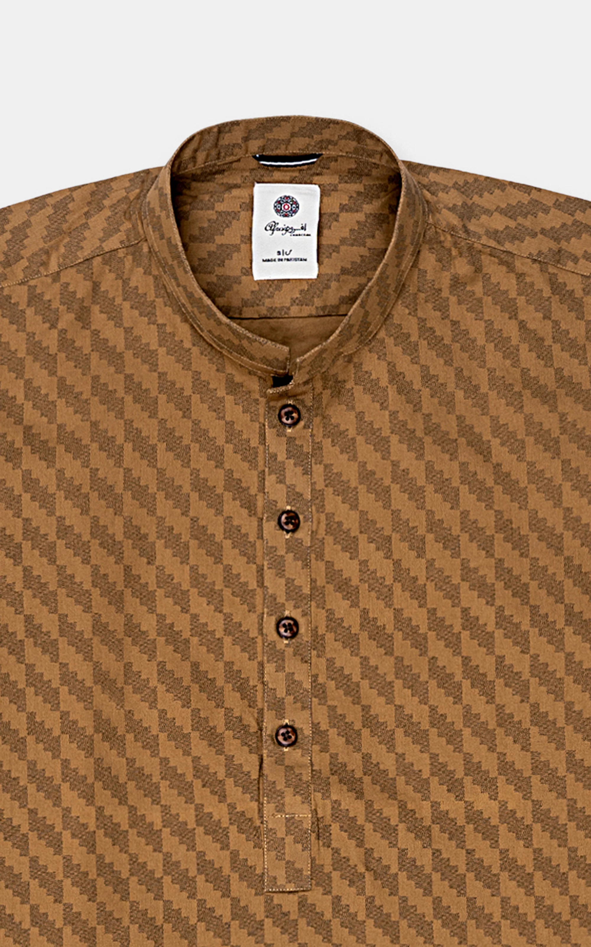 KURTA BAN COLLAR KHAKI - Image 2