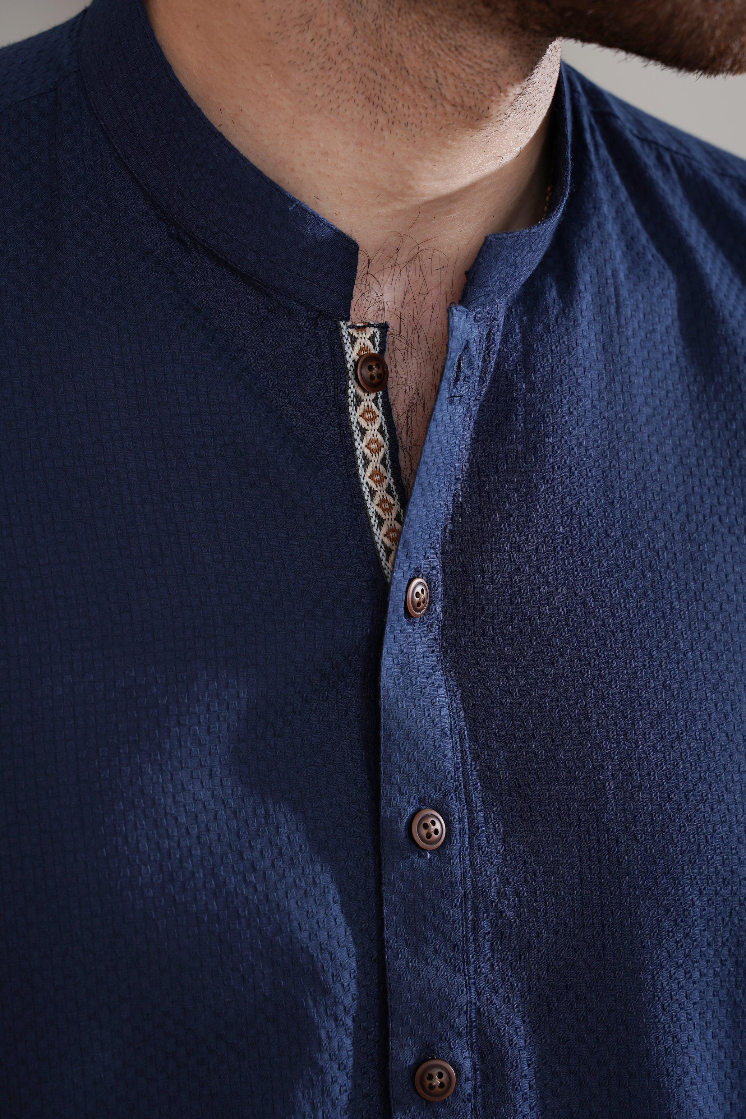 KURTA BAN COLLAR NAVY - Image 5