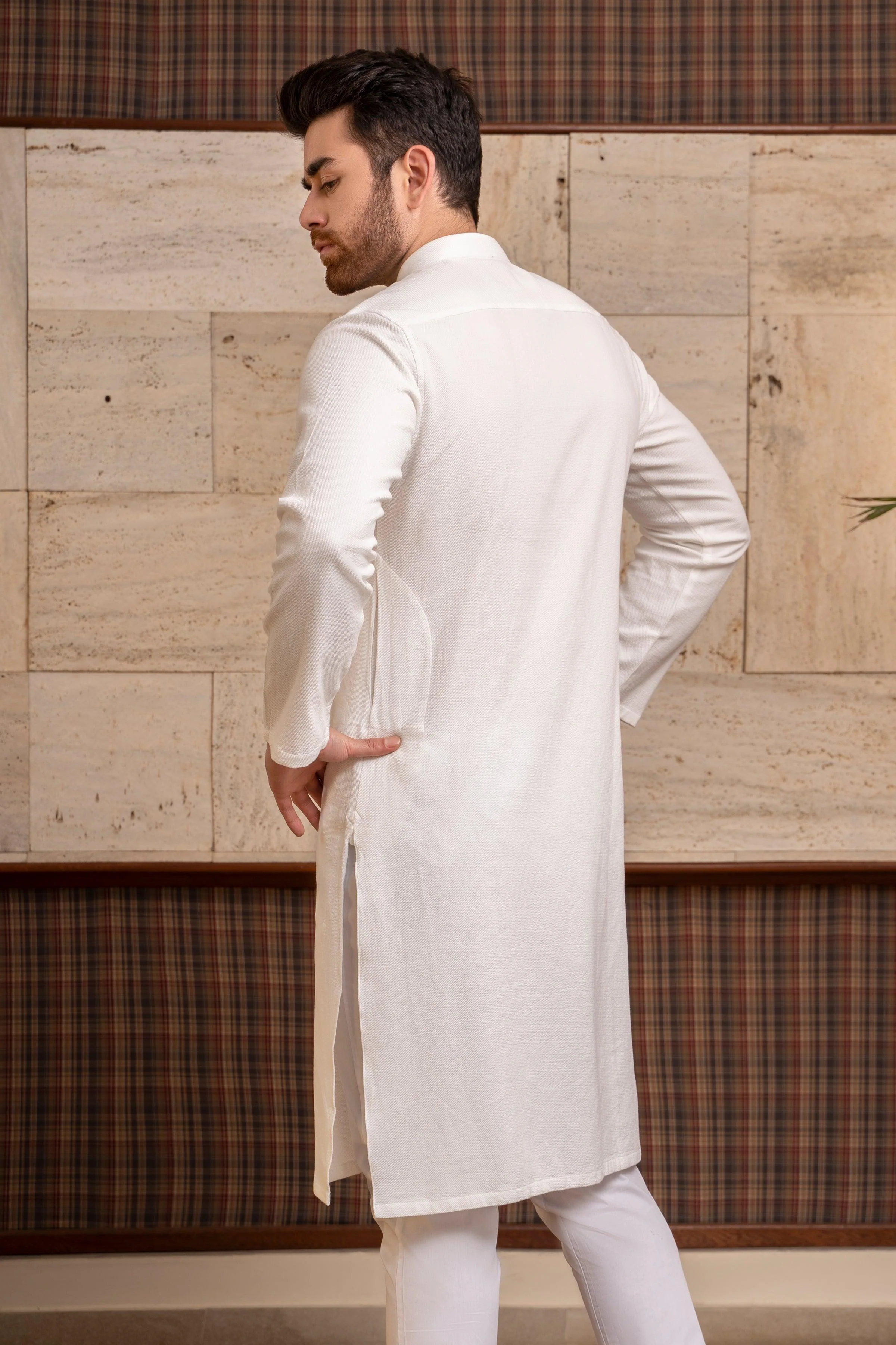 KURTA BAN COLLAR WHITE - Image 4