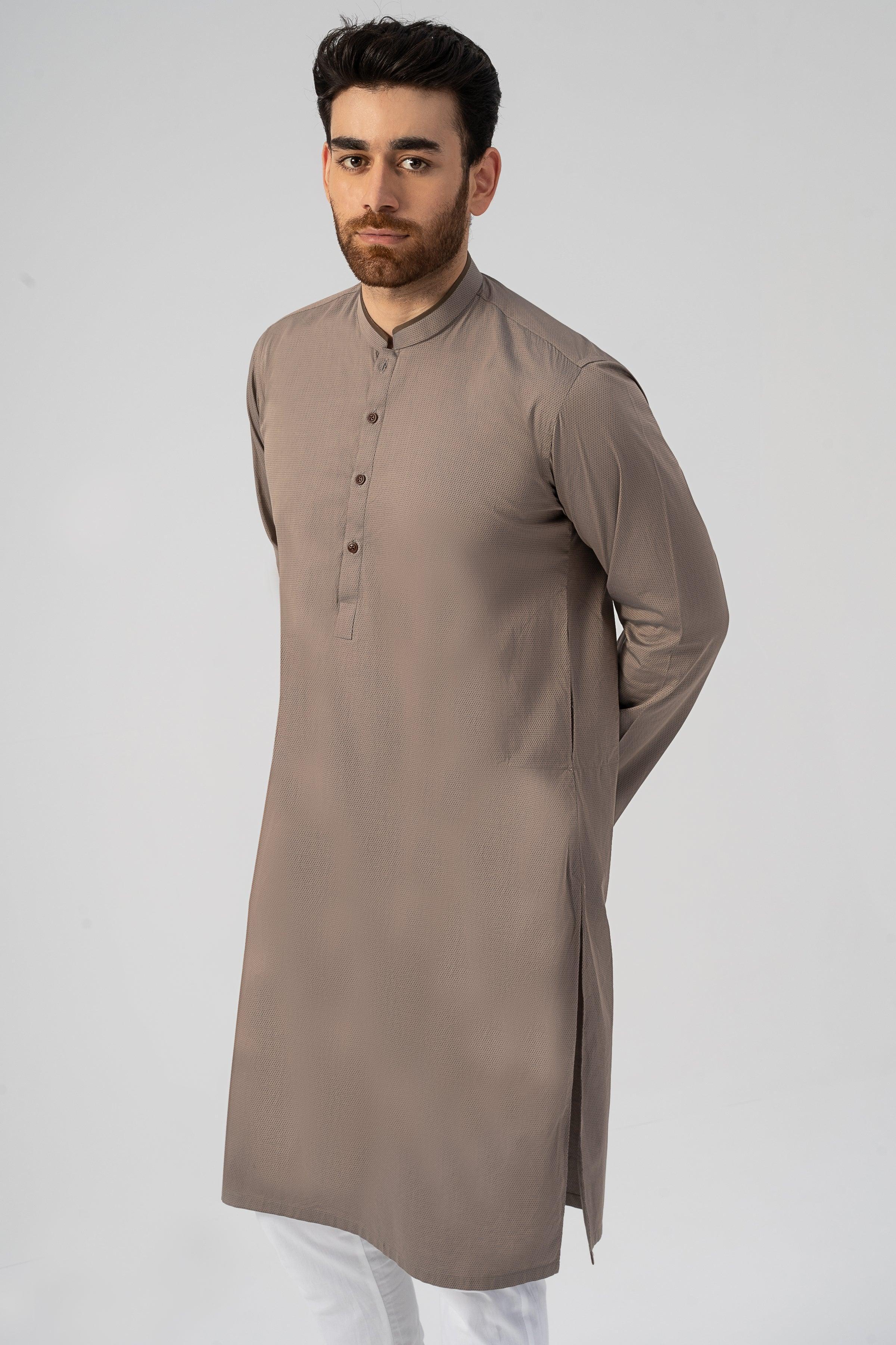 TEXTURED KURTA KHAKI - Image 2