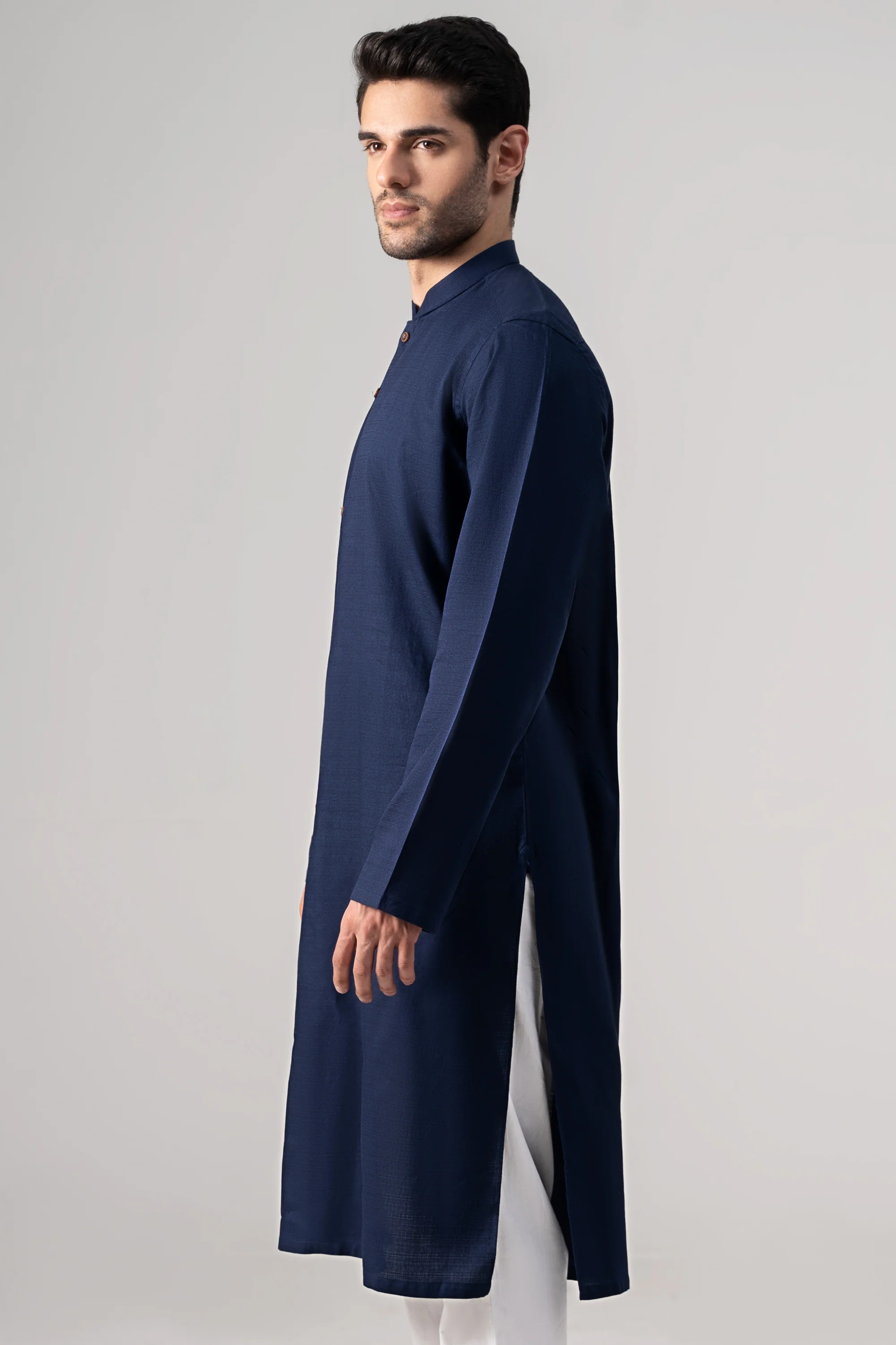 PREMIUM SELF DOBBY KURTA NAVY - Image 4