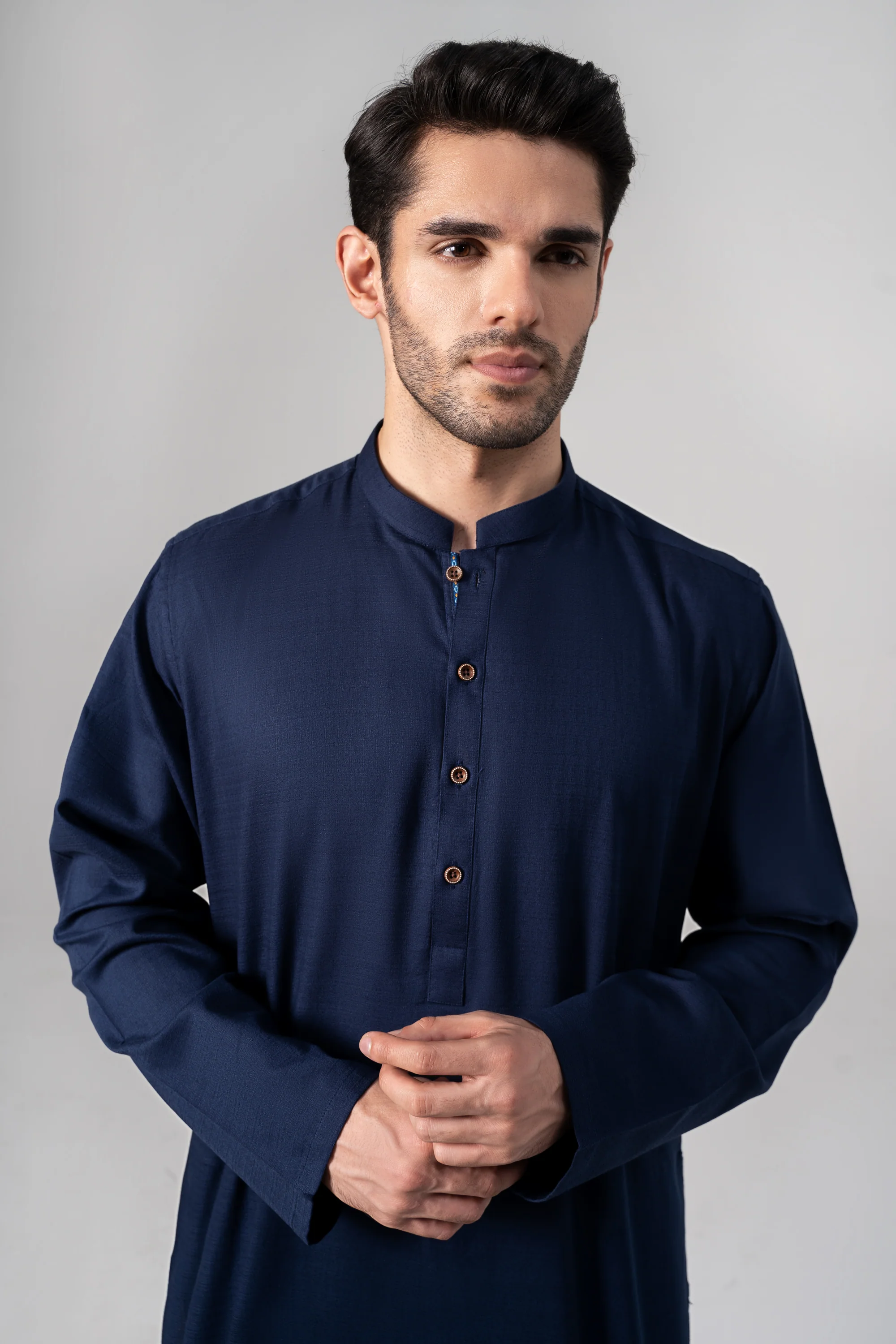 PREMIUM SELF DOBBY KURTA NAVY - Image 5