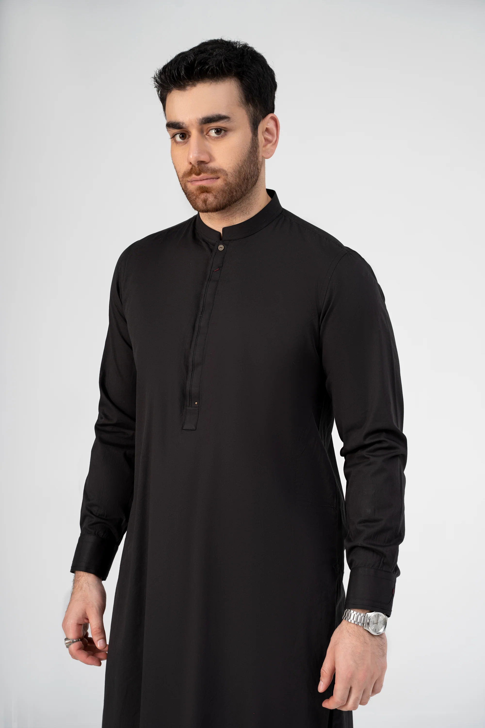 TWILL COTTON KURTA PAJAMA BLACK - Image 4