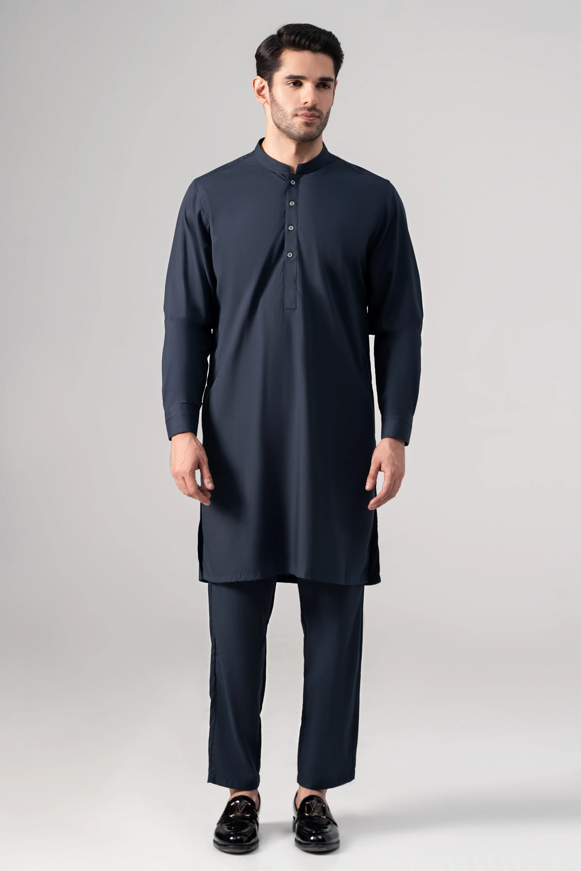 PREMIUM WASH & WEAR KURTA PAJAMA BLUE GREY