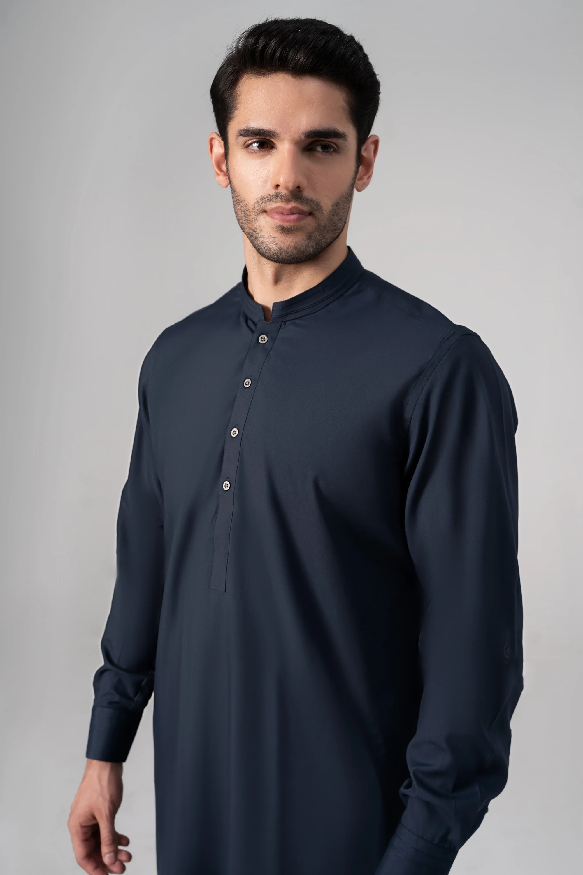 PREMIUM WASH & WEAR KURTA PAJAMA BLUE GREY - Image 2