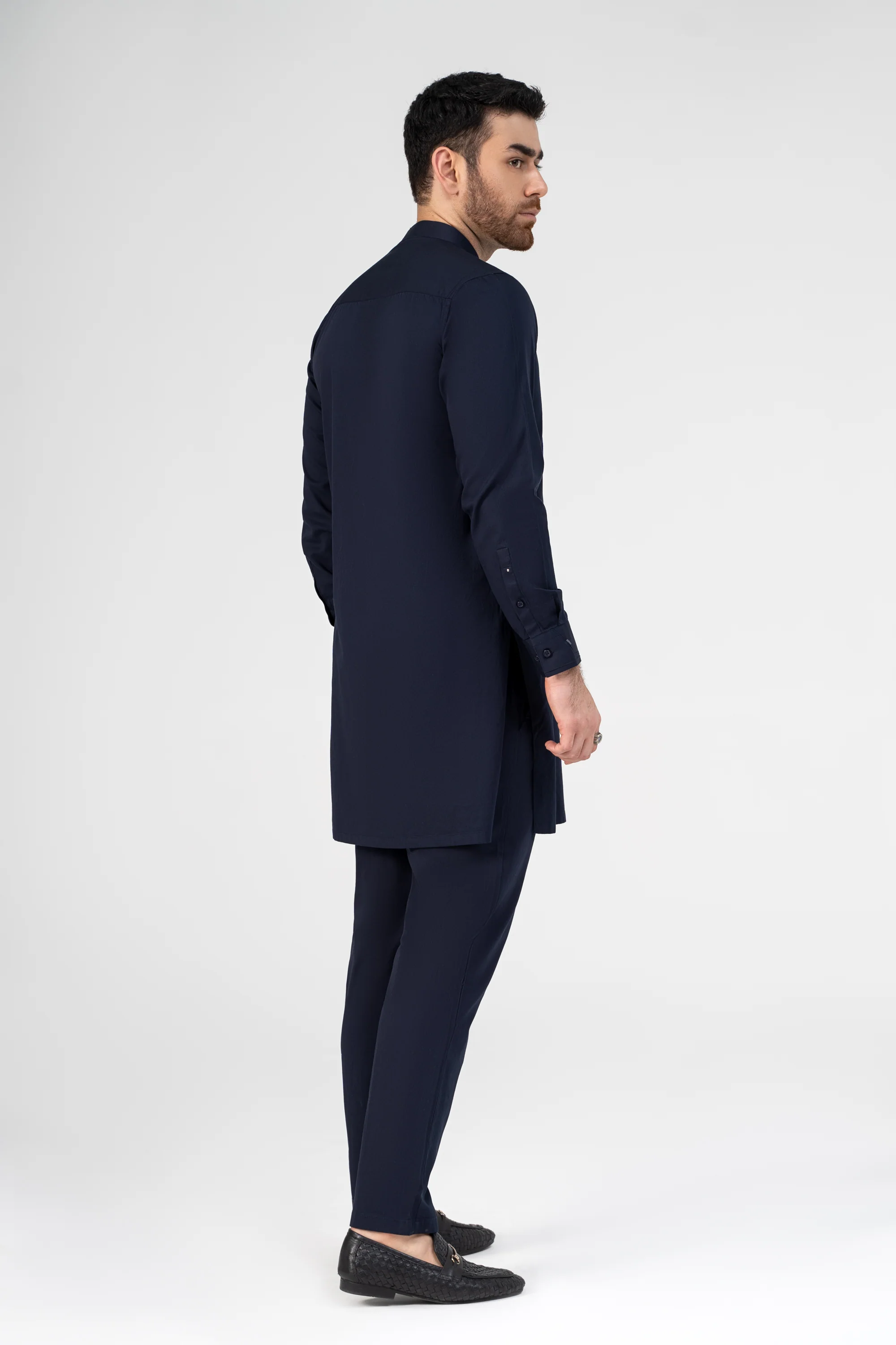 TWILL COTTON KURTA PAJAMA DARK NAVY - Image 3