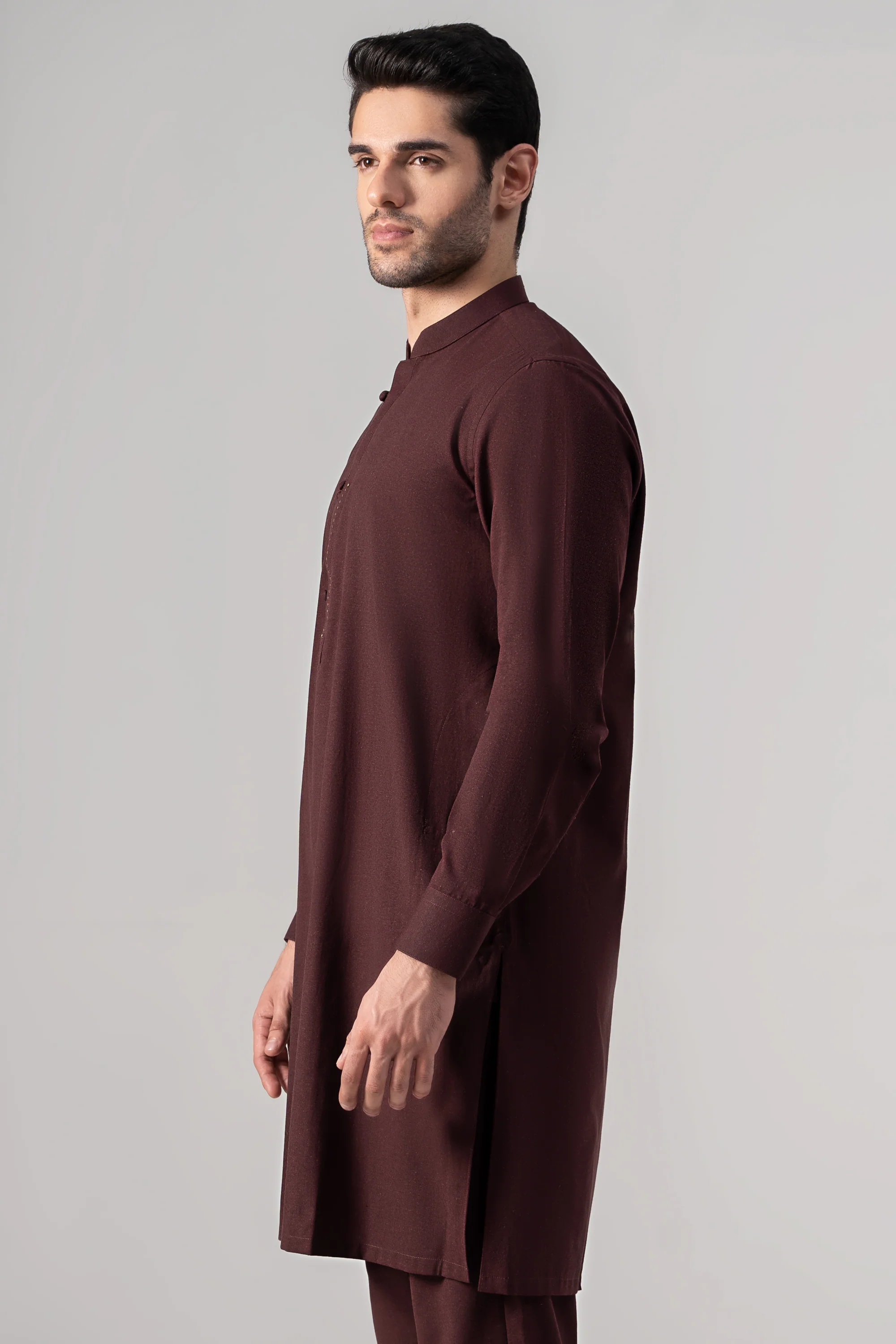Karandi Kurta Pajama - SIGNATURE COLLECTION MAROON - Image 3