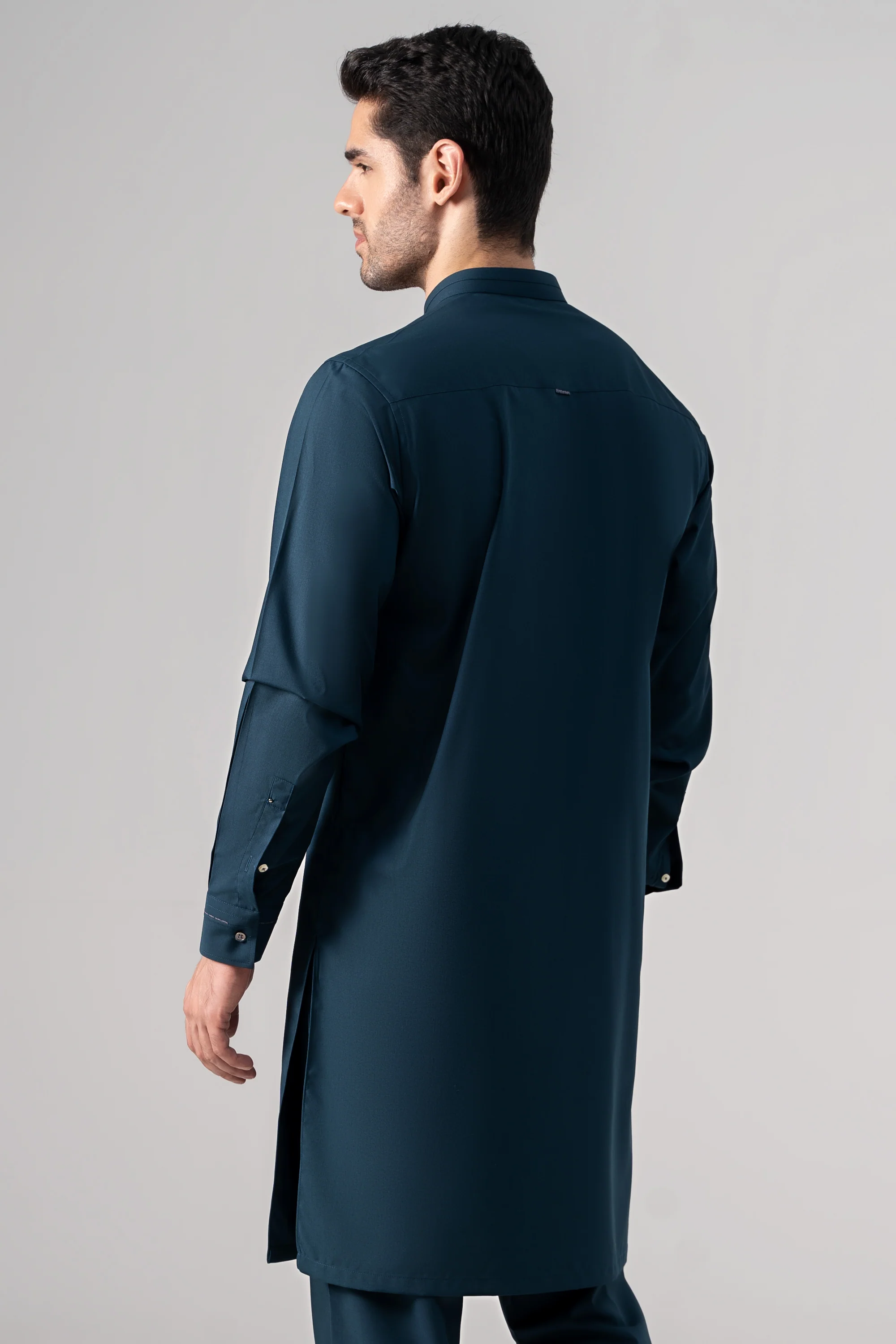 PREMIUM WASH & WEAR KURTA PAJAMA TEAL BLUE - Image 4