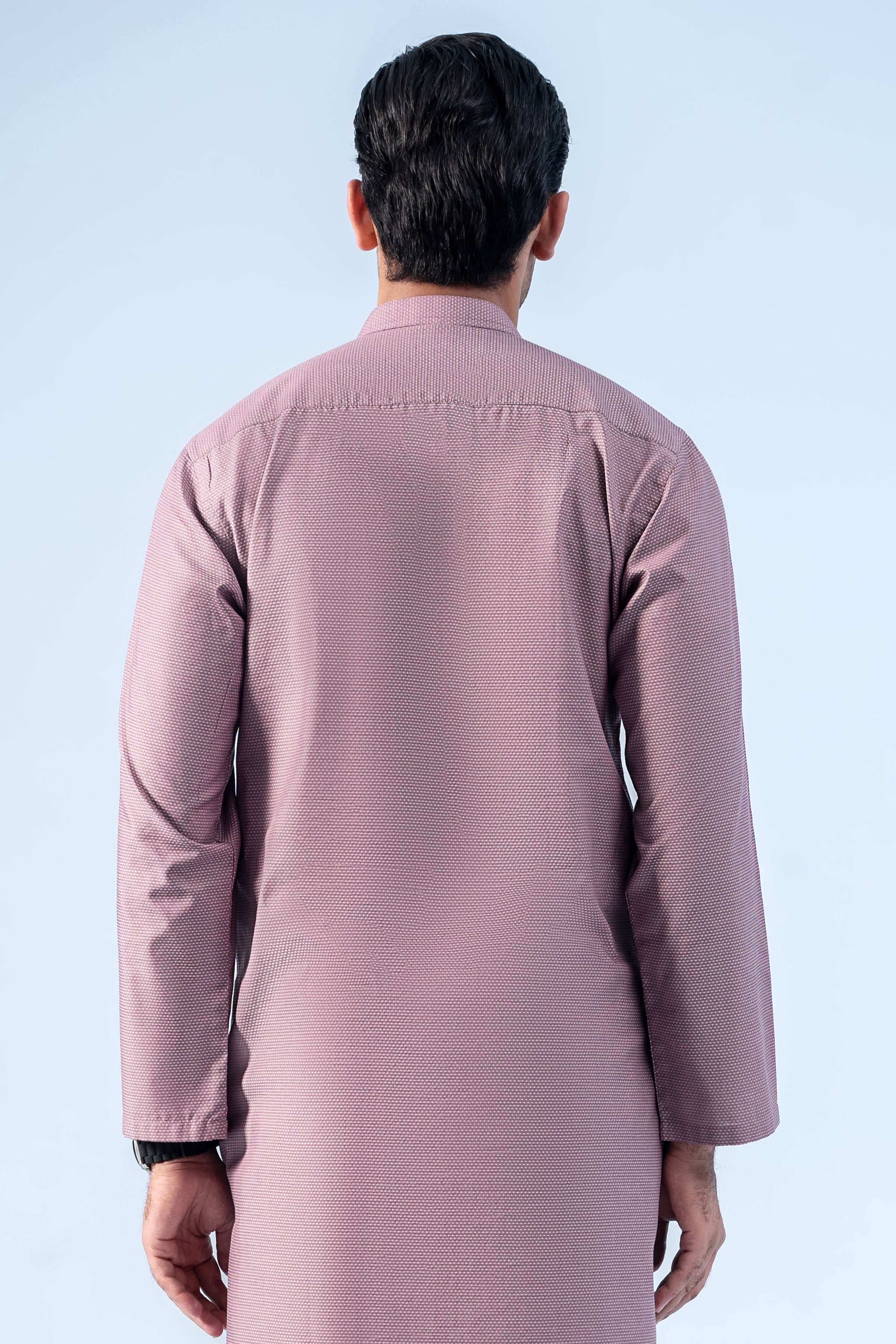 SELF DOBBY KURTA PINK - Image 3