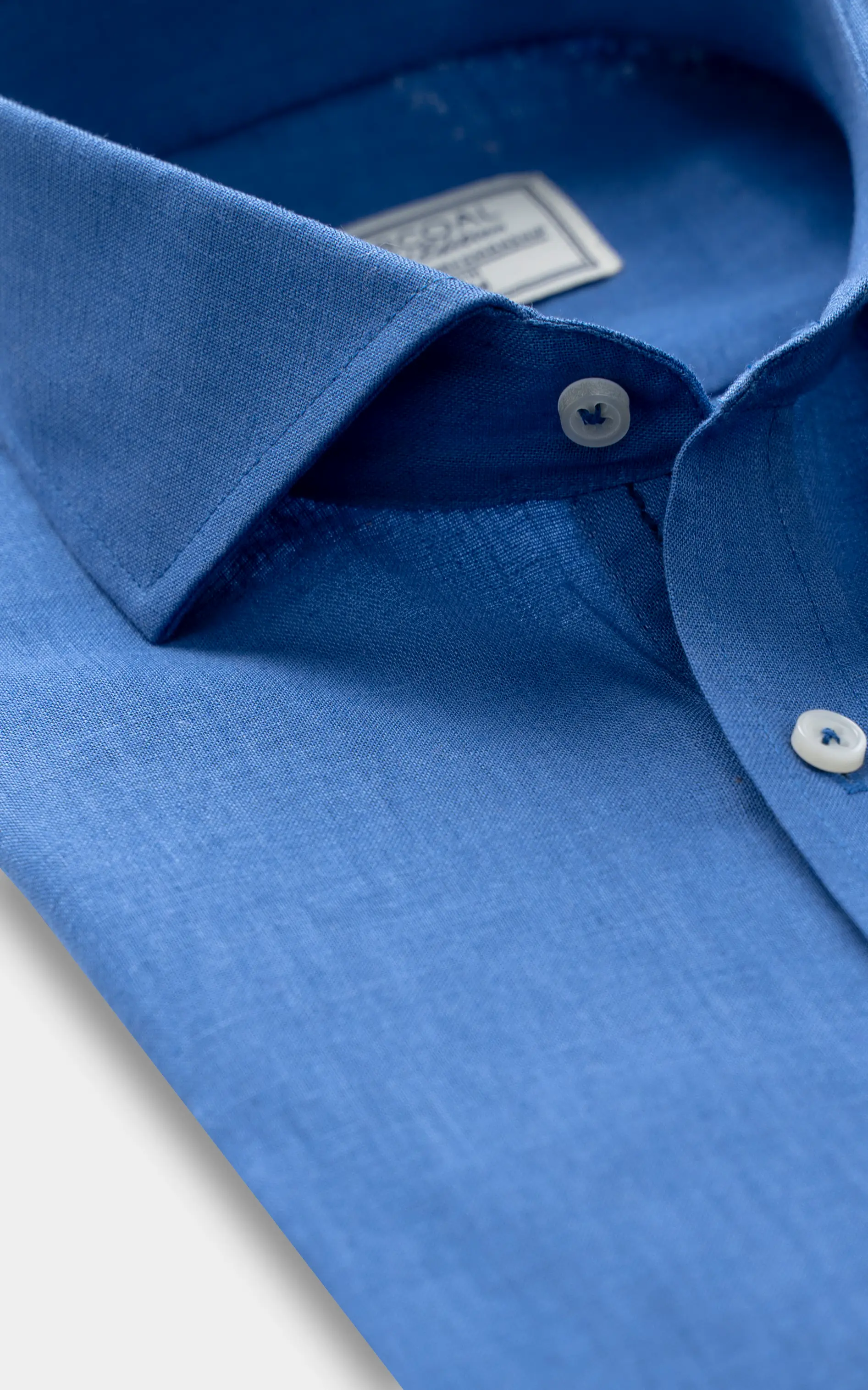 LINEN WIDE SPREAD COLLAR SHIRT ROYAL BLUE - Image 2