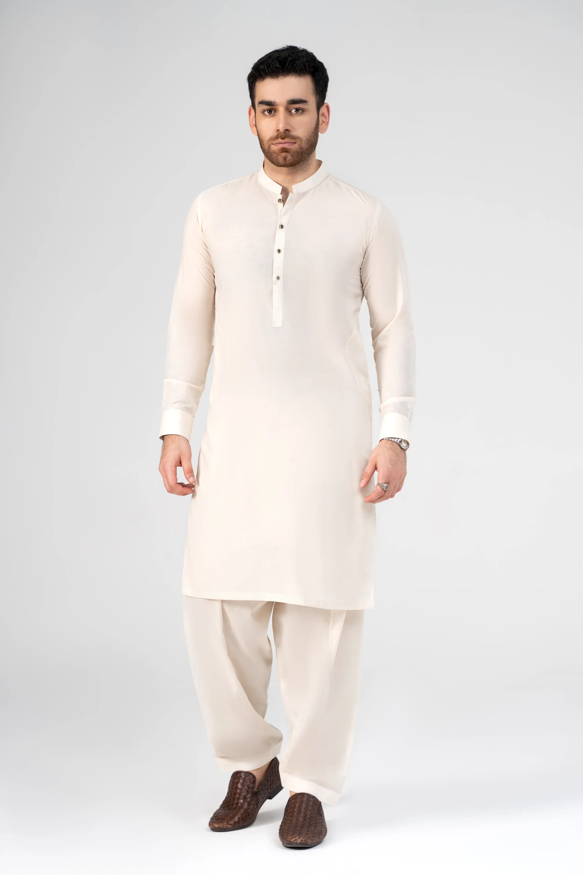 LIQUID AMMONIA PREMIUM BLENDED KAMEEZ SHALWAR OFF WHITE