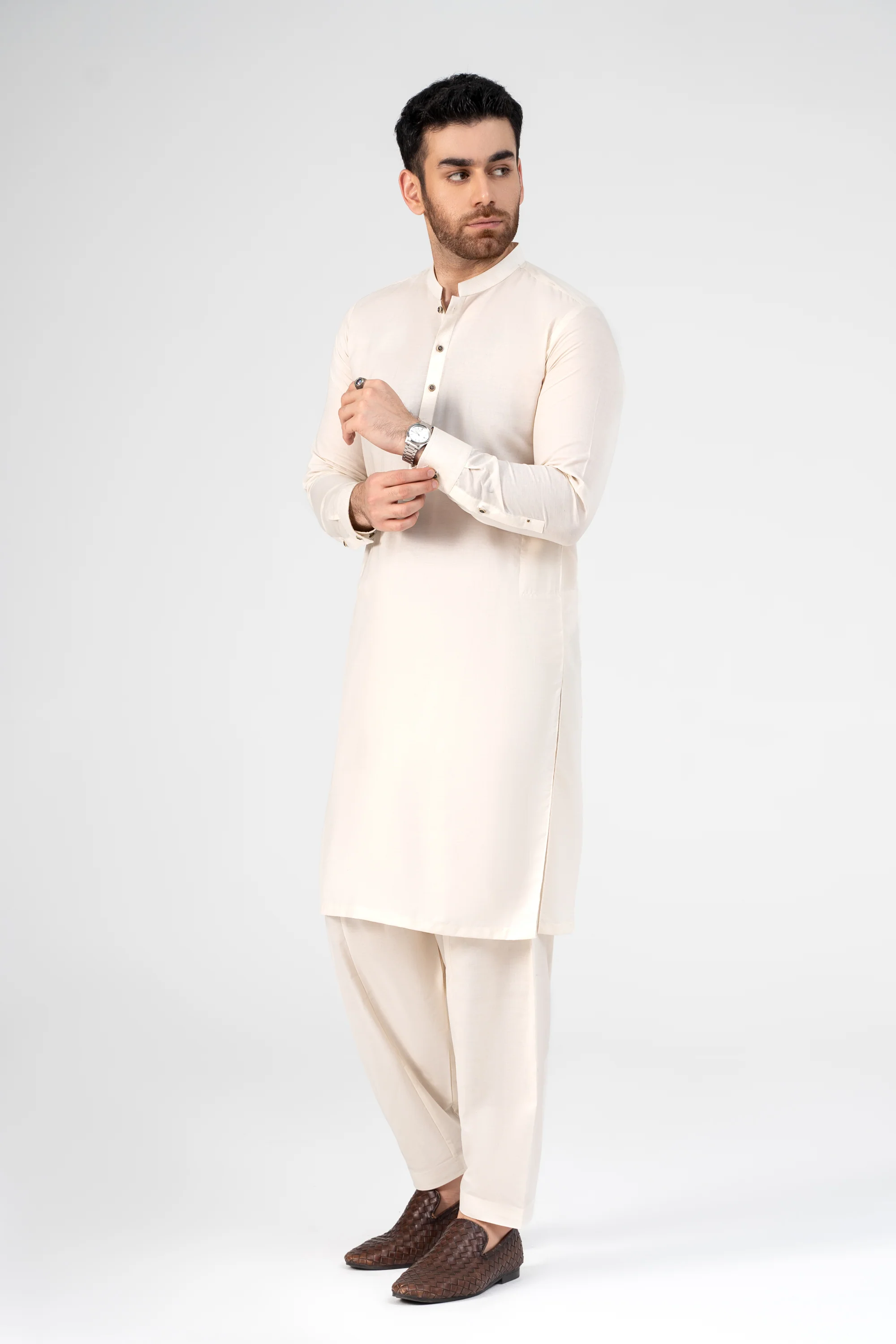 LIQUID AMMONIA PREMIUM BLENDED KAMEEZ SHALWAR OFF WHITE - Image 2