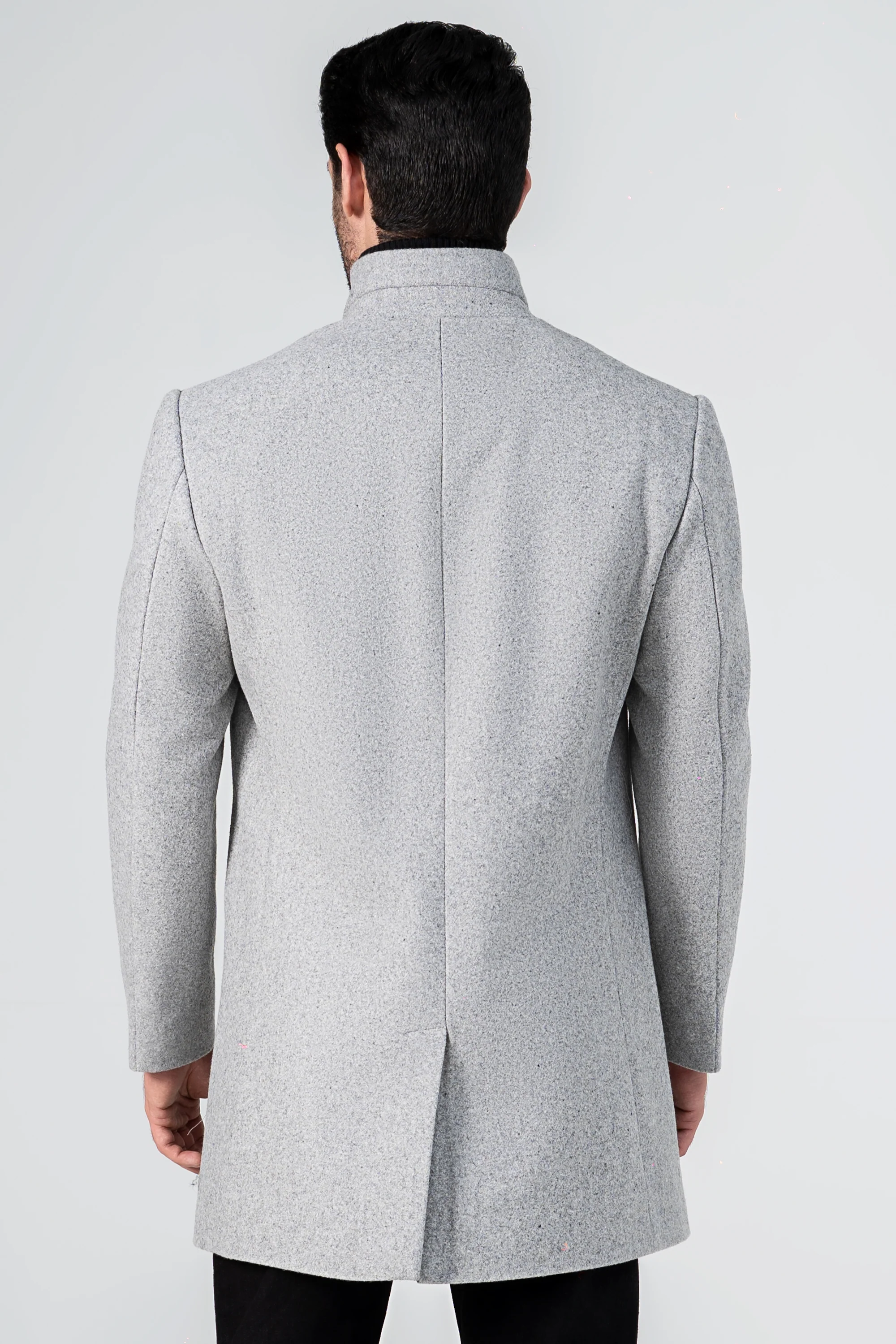 WOOLEN LONG COAT GREY - Image 4