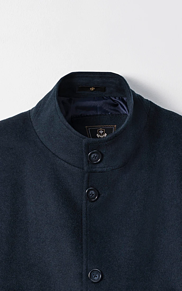 MEN'S LONG WOOL COAT NAVY - Image 2