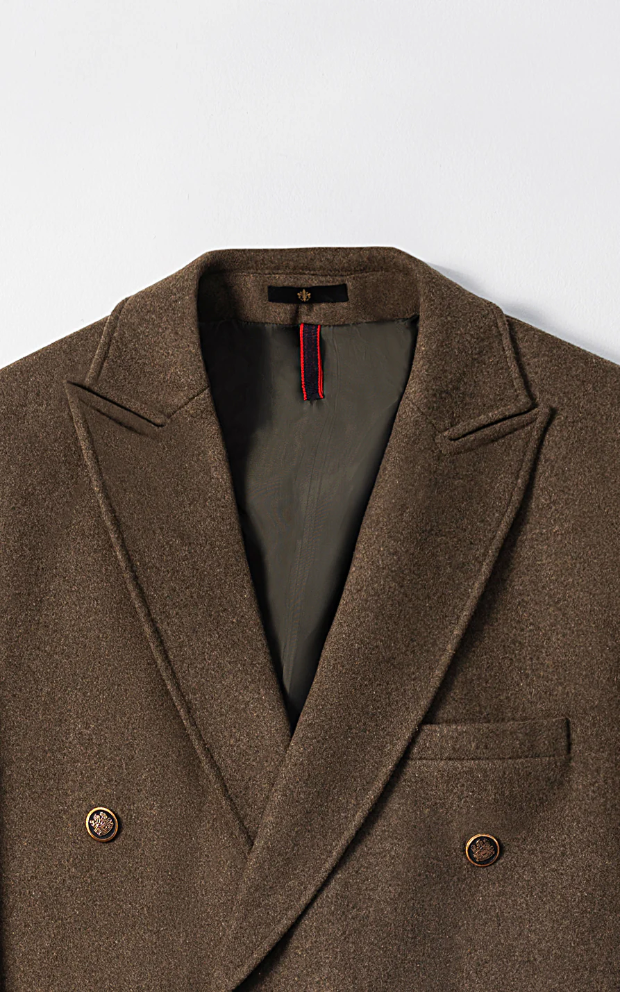 DOUBLE BREASTED LONG COAT OLIVE - Image 2