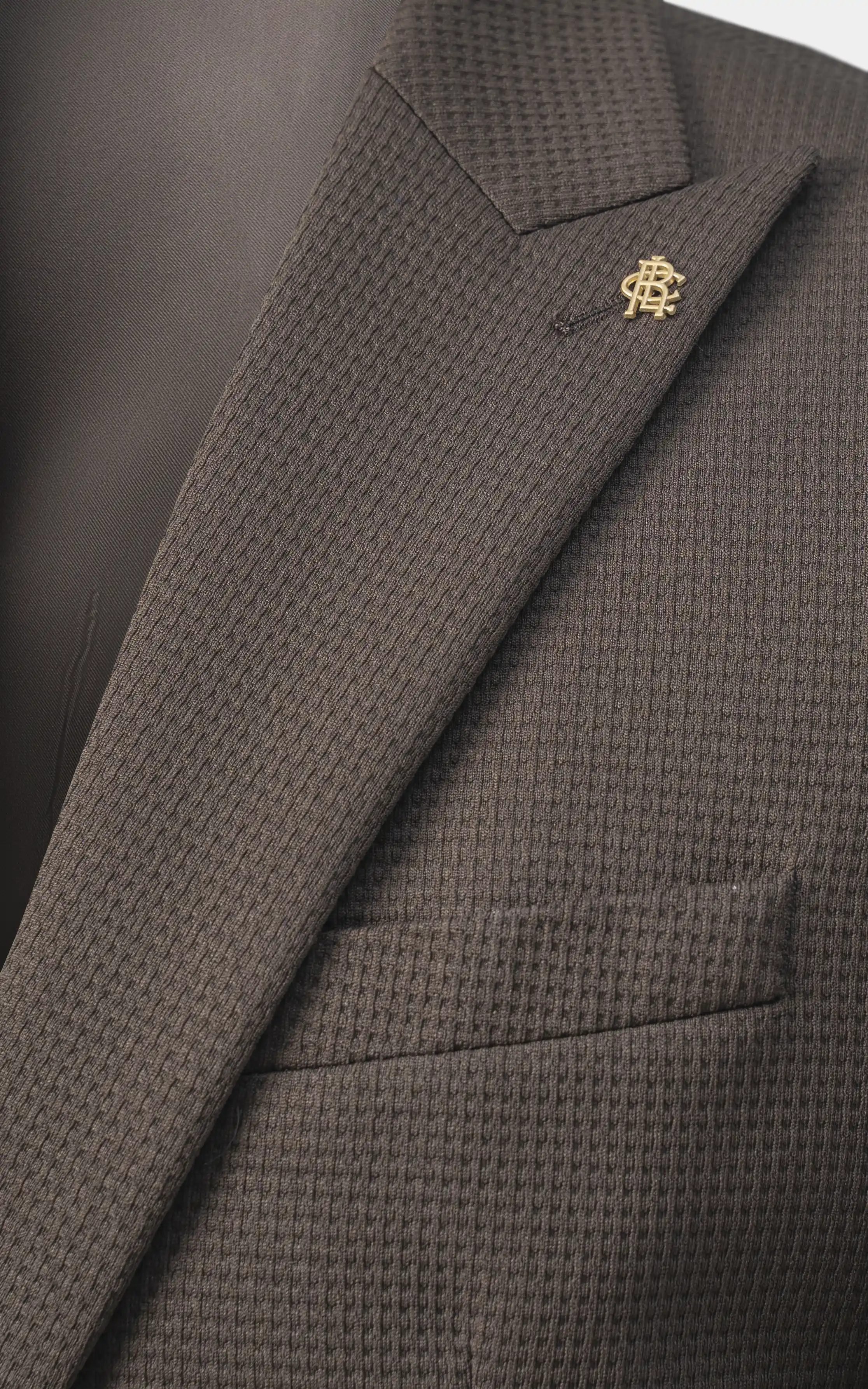 Men’s Self Textured Blazer Drak Brown - Image 2