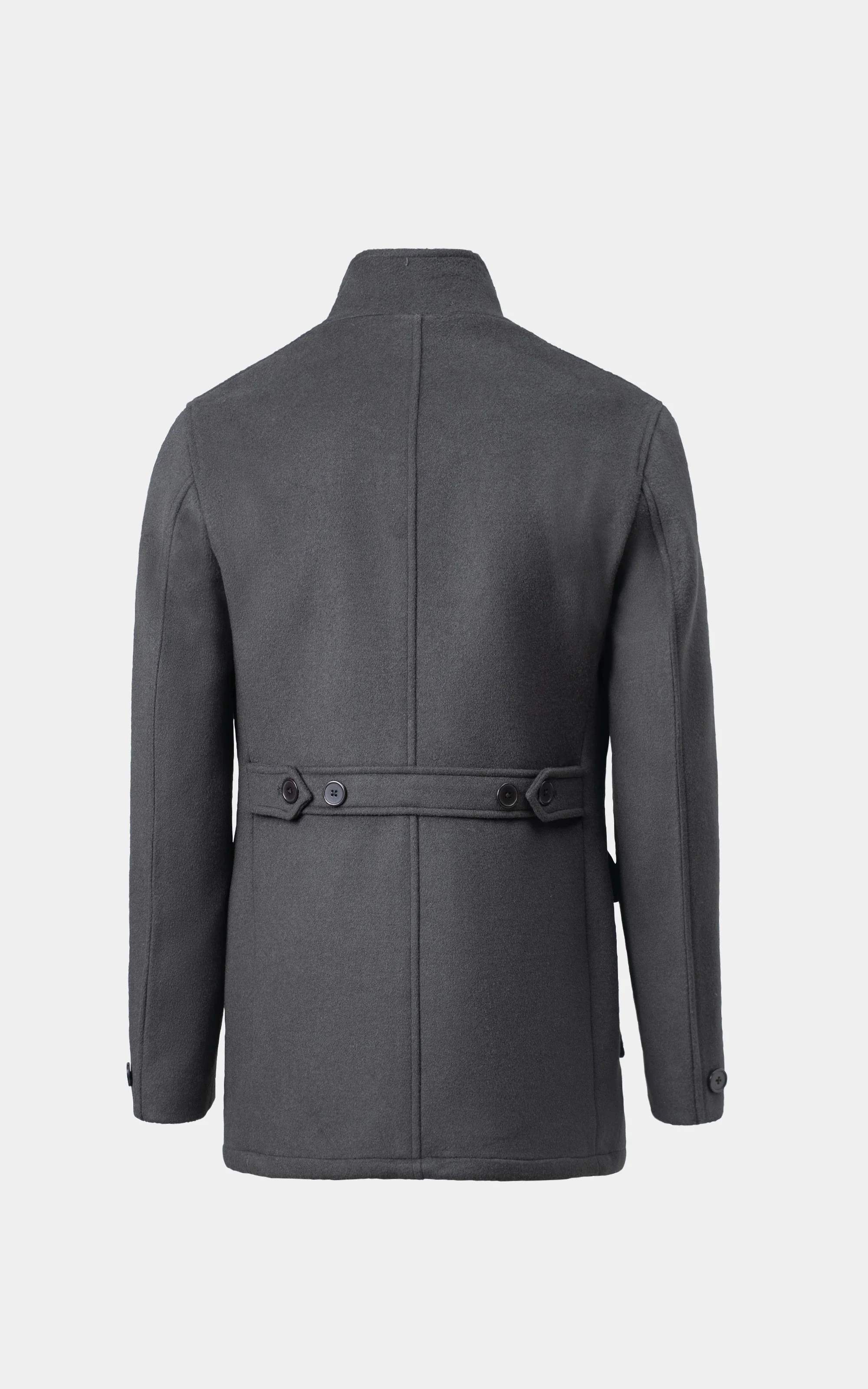 Men’s Stand-Collar Long Coat Dark Grey - Image 7