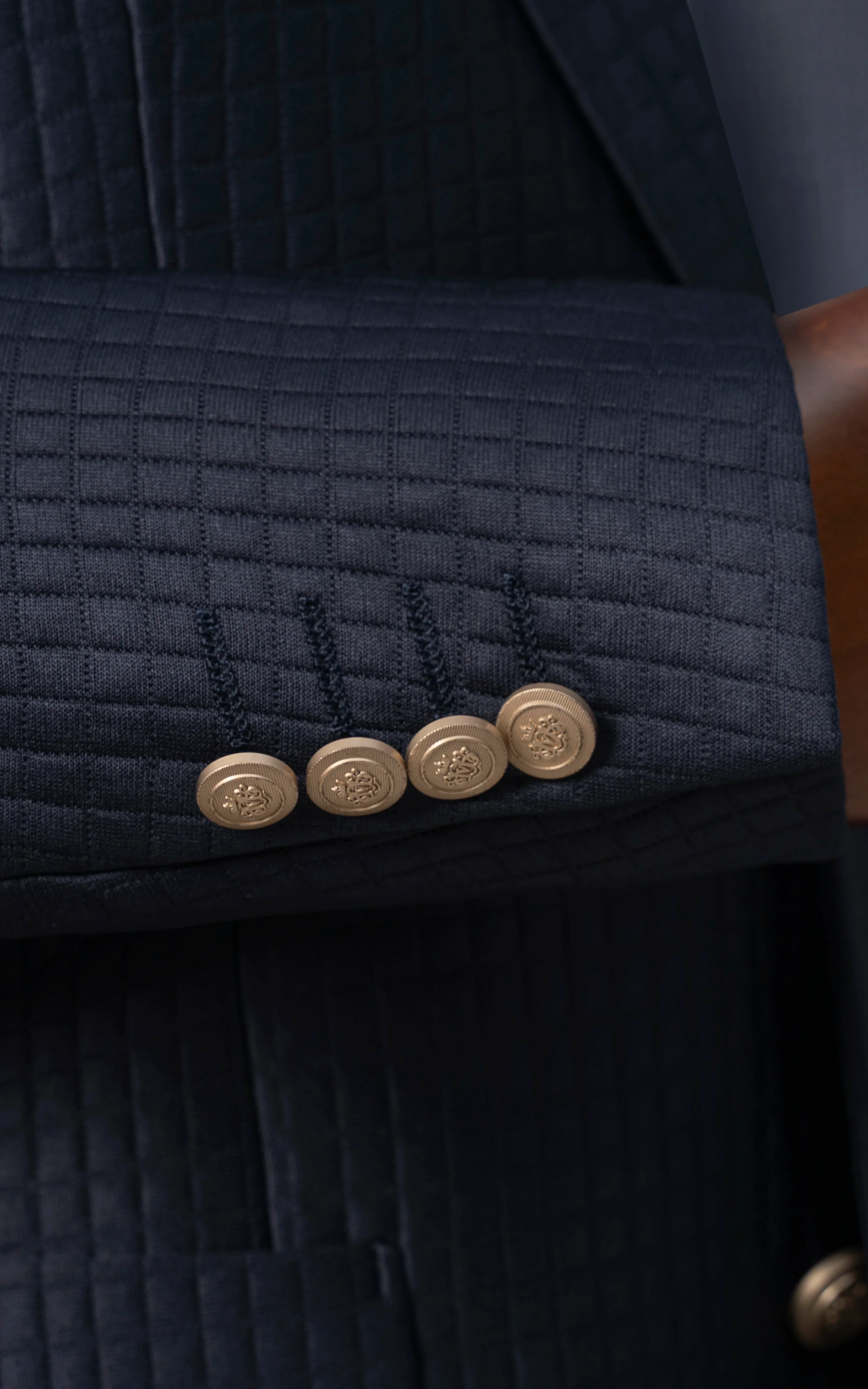 Men's Textured Casual Coat Navy - Image 3
