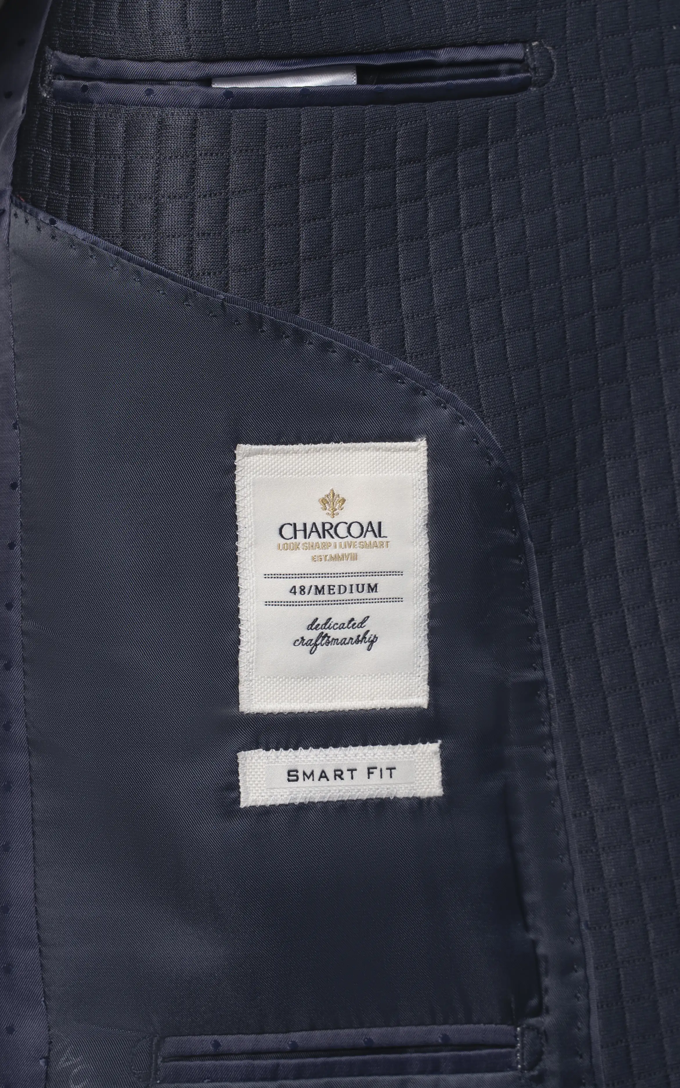 Men's Textured Casual Coat Navy - Image 5