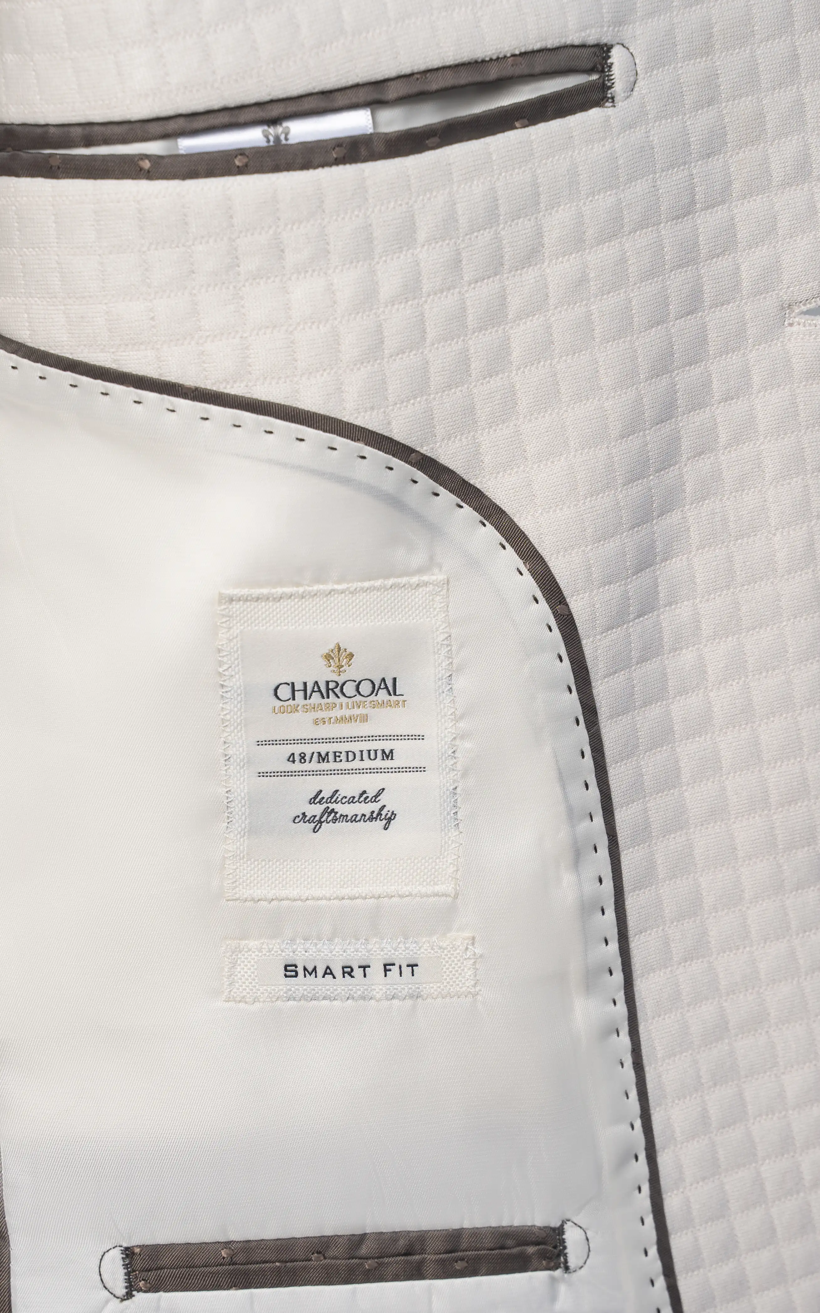 Men's Textured Casual Coat Off white - Image 5