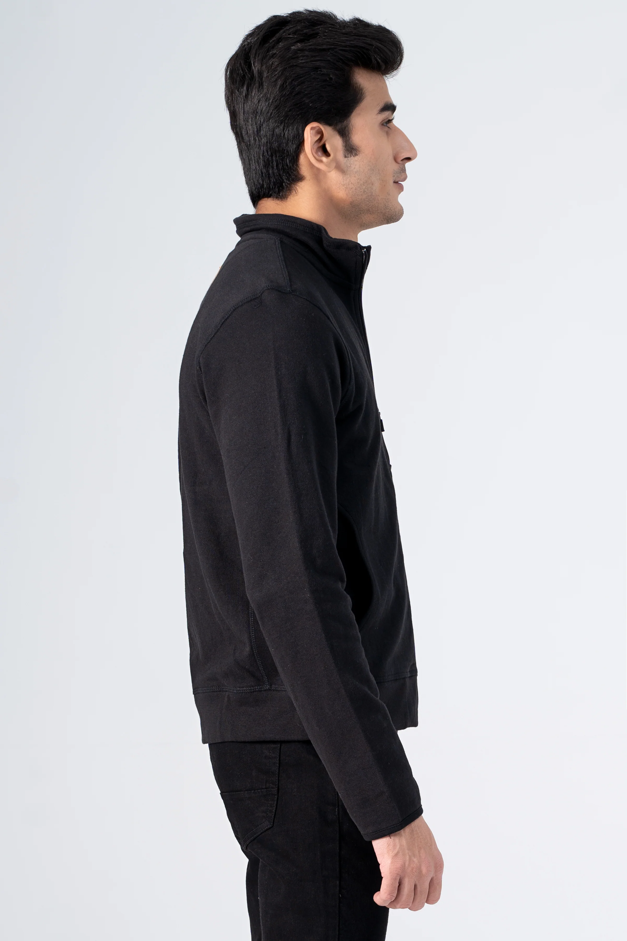MOCK NECK KNITTED JACKET BLACK - Image 5