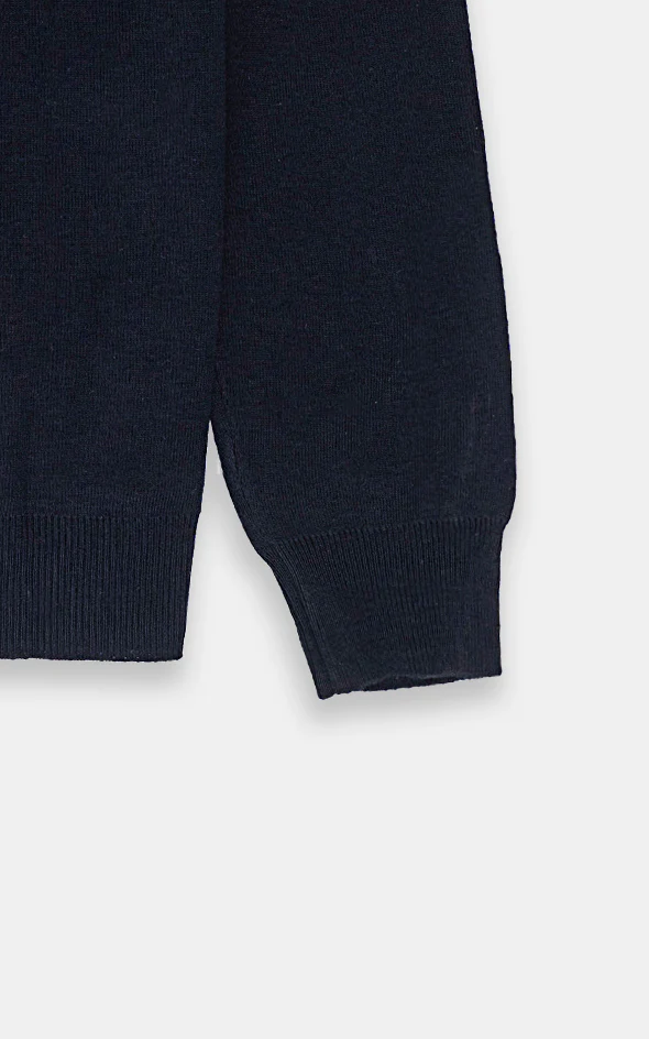 MOCK NECK ZIPPER SWEATER NAVY - Image 4