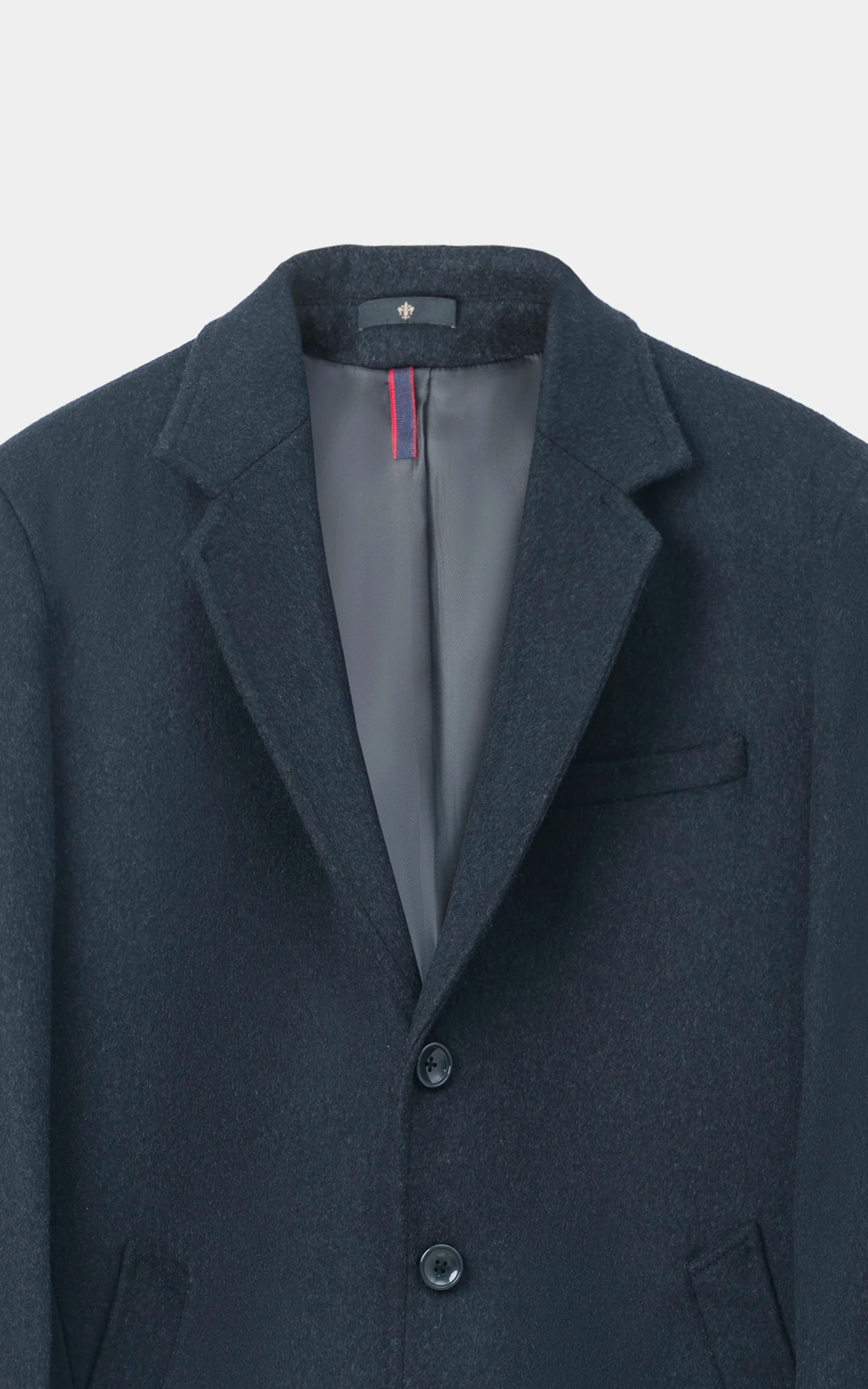 NOTCH LAPEL SMART FIT LONG COAT BLACK - Image 2