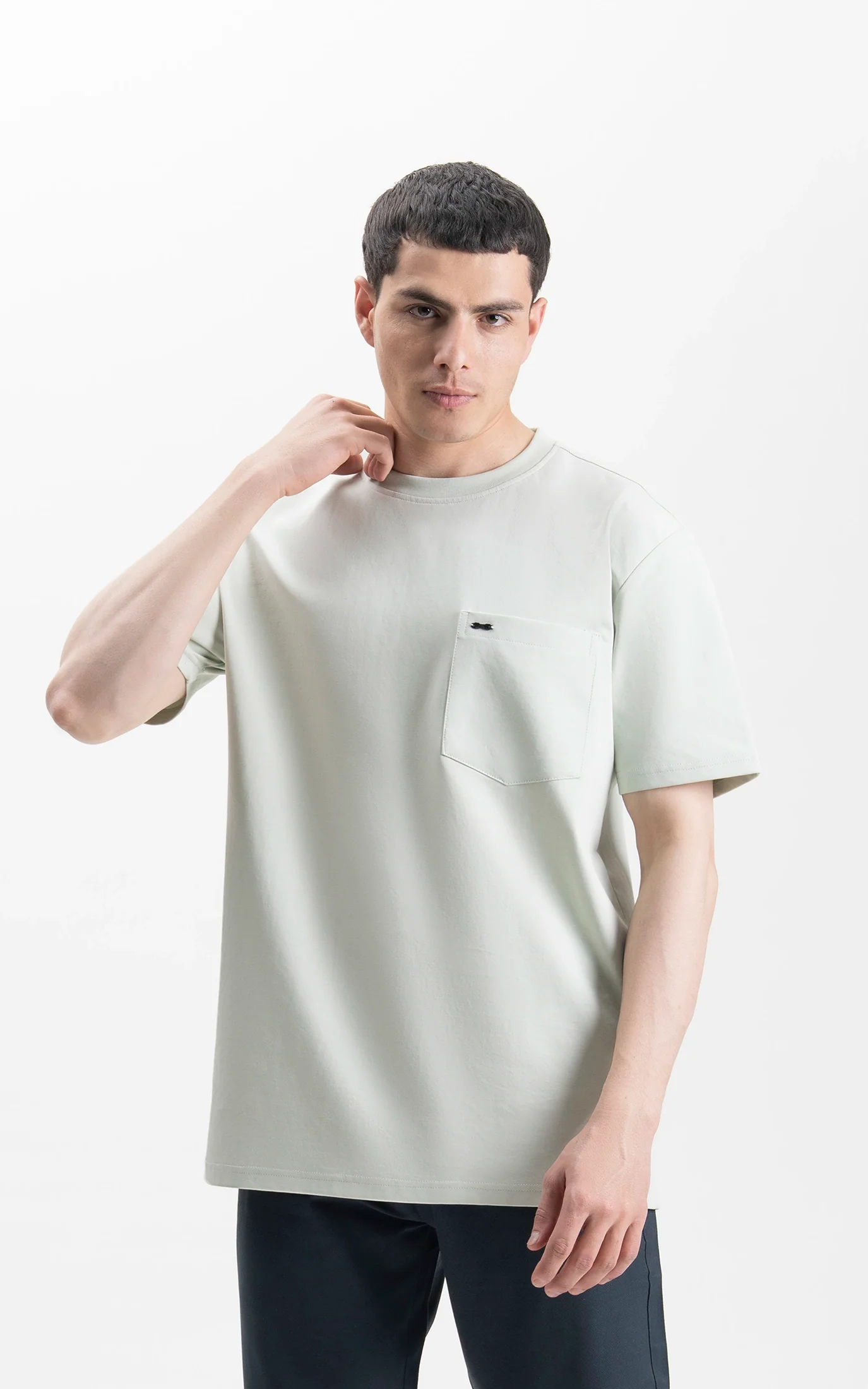 OVERSIZE FIT CREW NECK T-SHIRT AQUA GREEN - Image 3