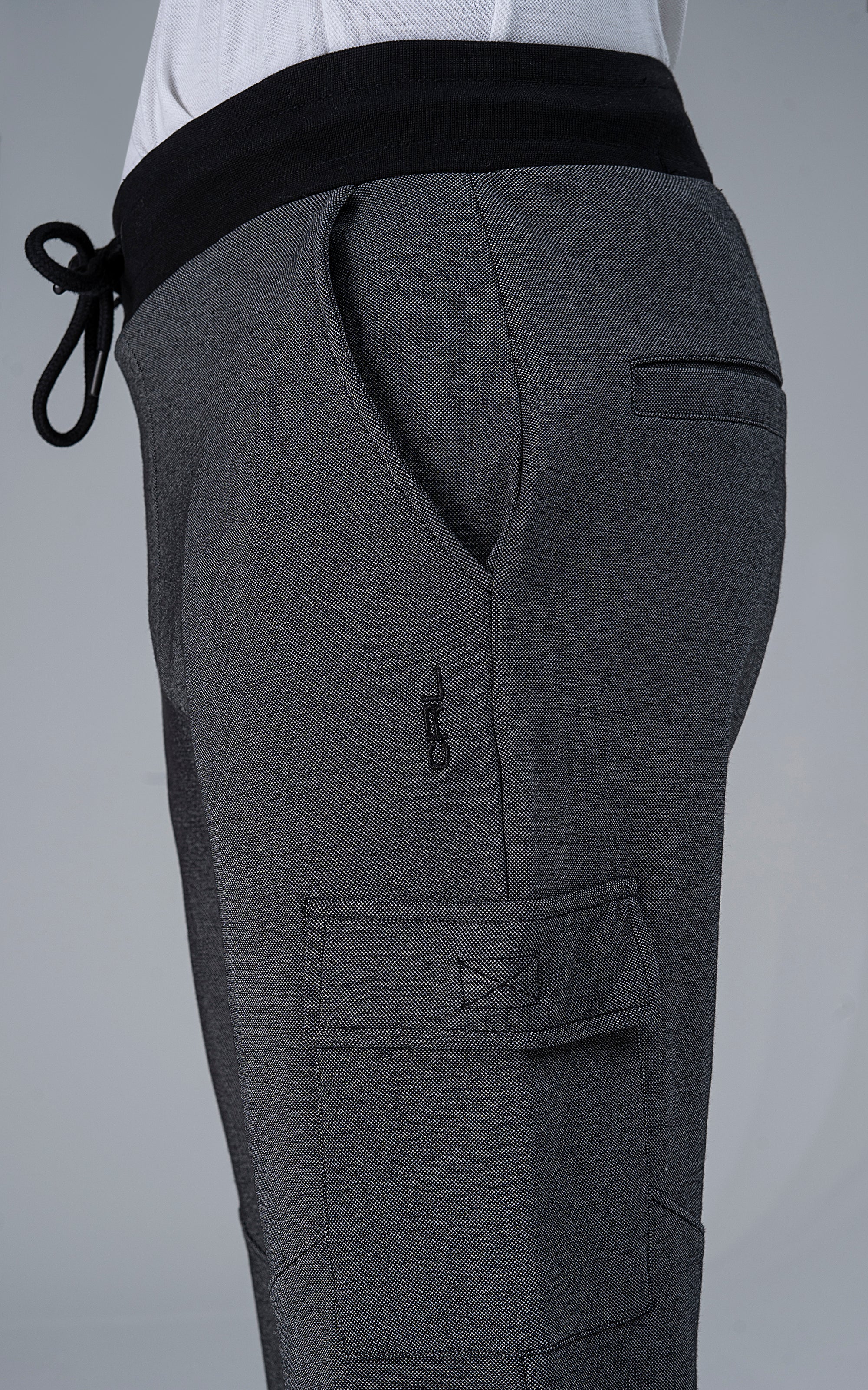 Pique Interlock Cargo Trouser Black - Image 3