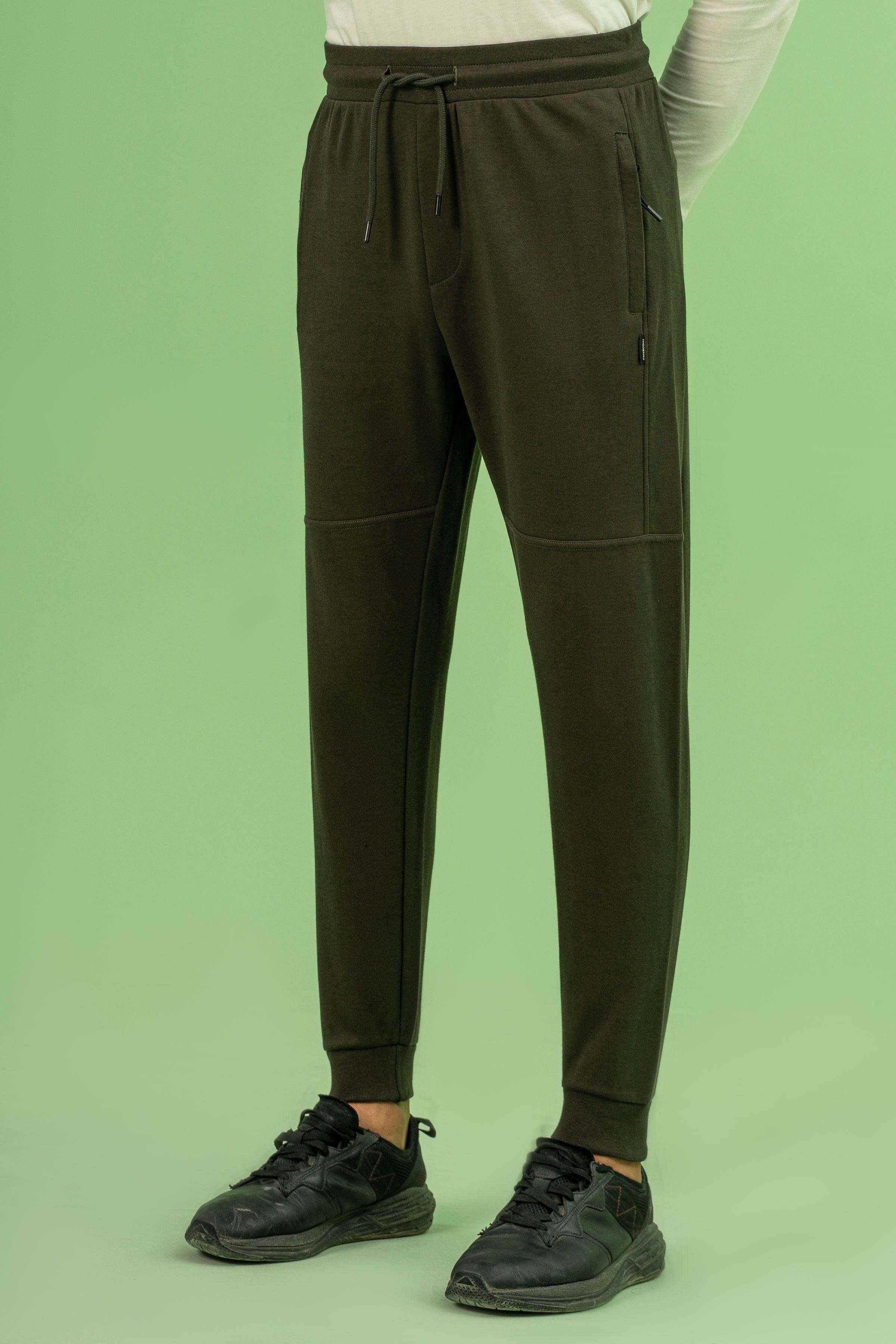 PIQUE INTERLOCK SLIMFIT TROUSER DARK OLIVE - Image 2