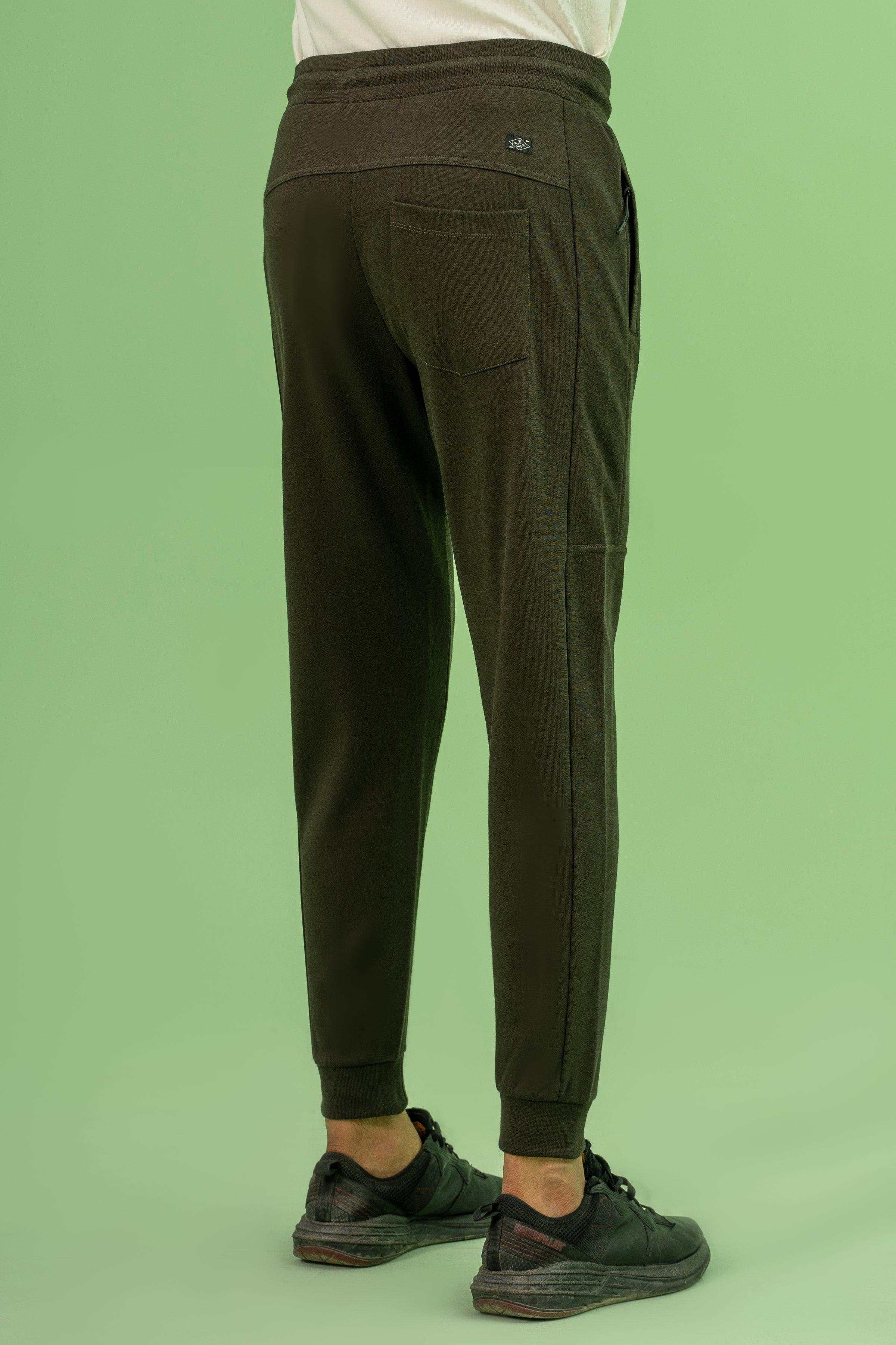 PIQUE INTERLOCK SLIMFIT TROUSER DARK OLIVE - Image 3