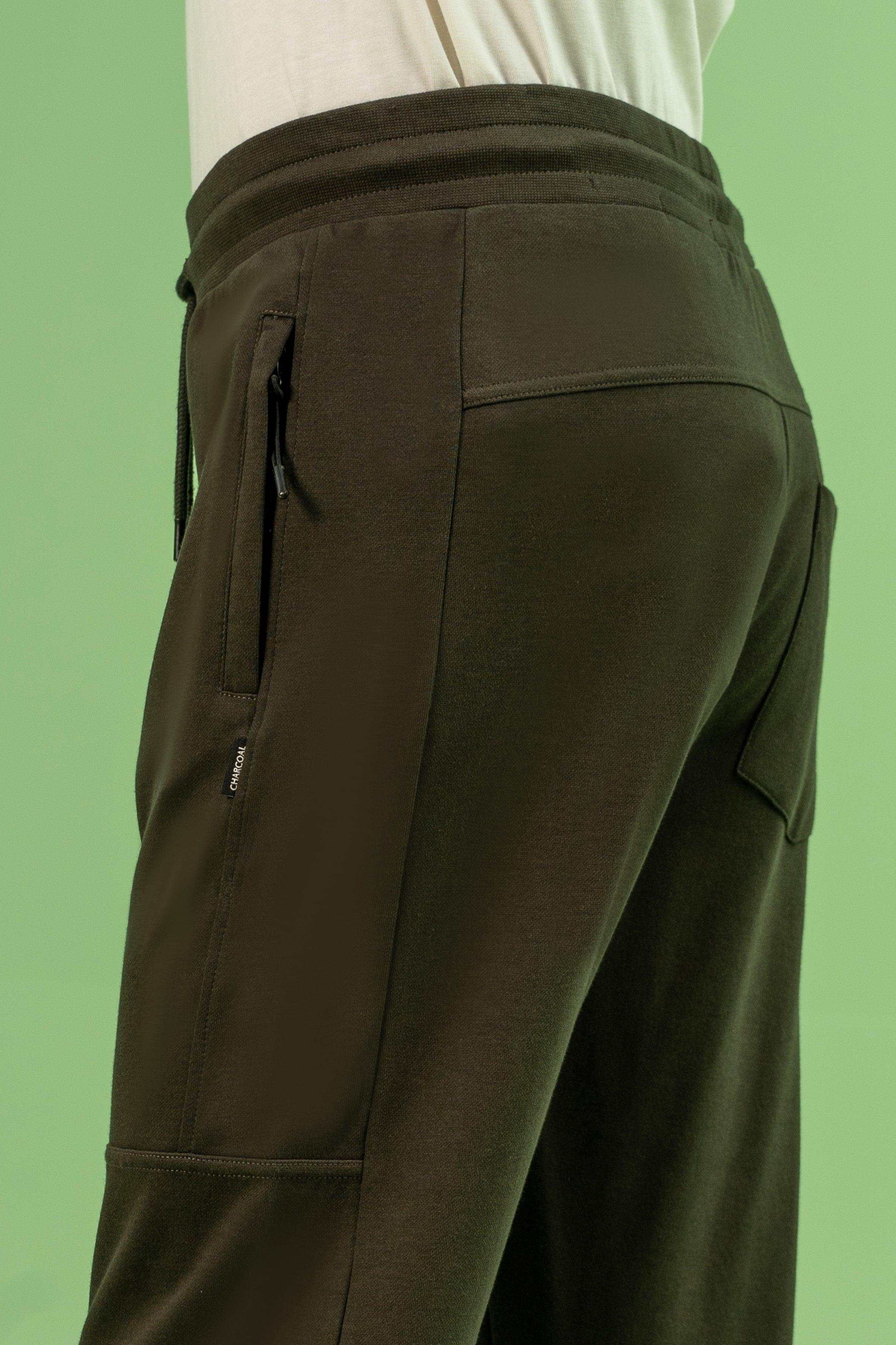 PIQUE INTERLOCK SLIMFIT TROUSER DARK OLIVE - Image 4