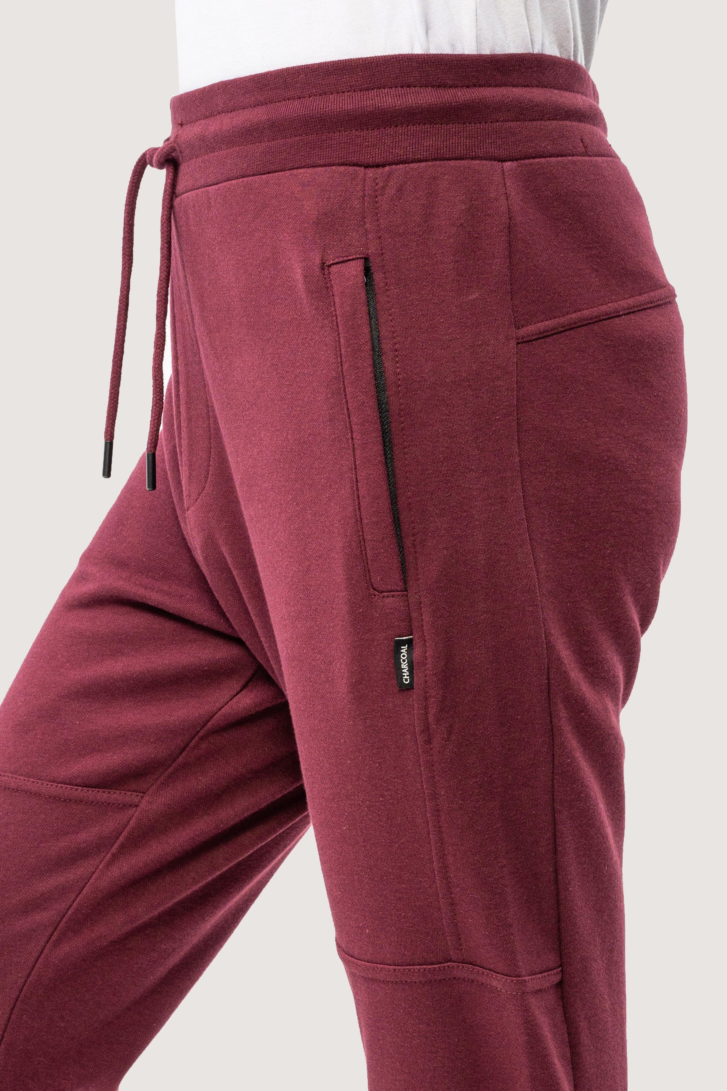 PIQUE INTERLOCK SLIMFIT TROUSER MAROON - Image 4